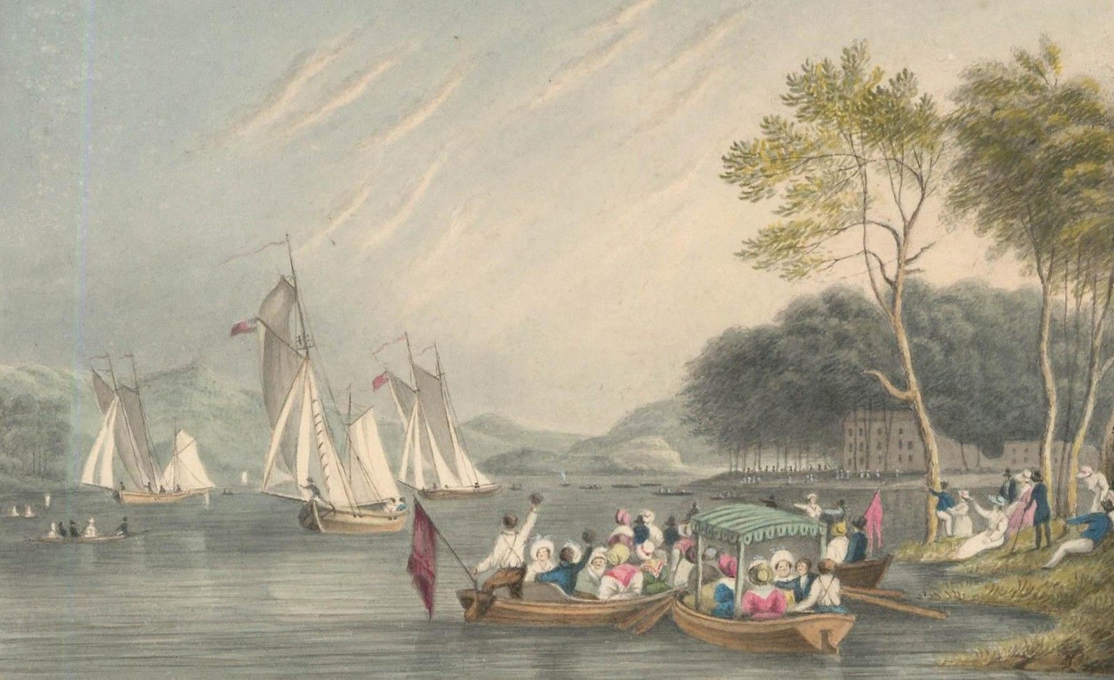 Thomas Remnant Charleton (1756 1849) Watercolour, Ferry House Regatta photo furniture