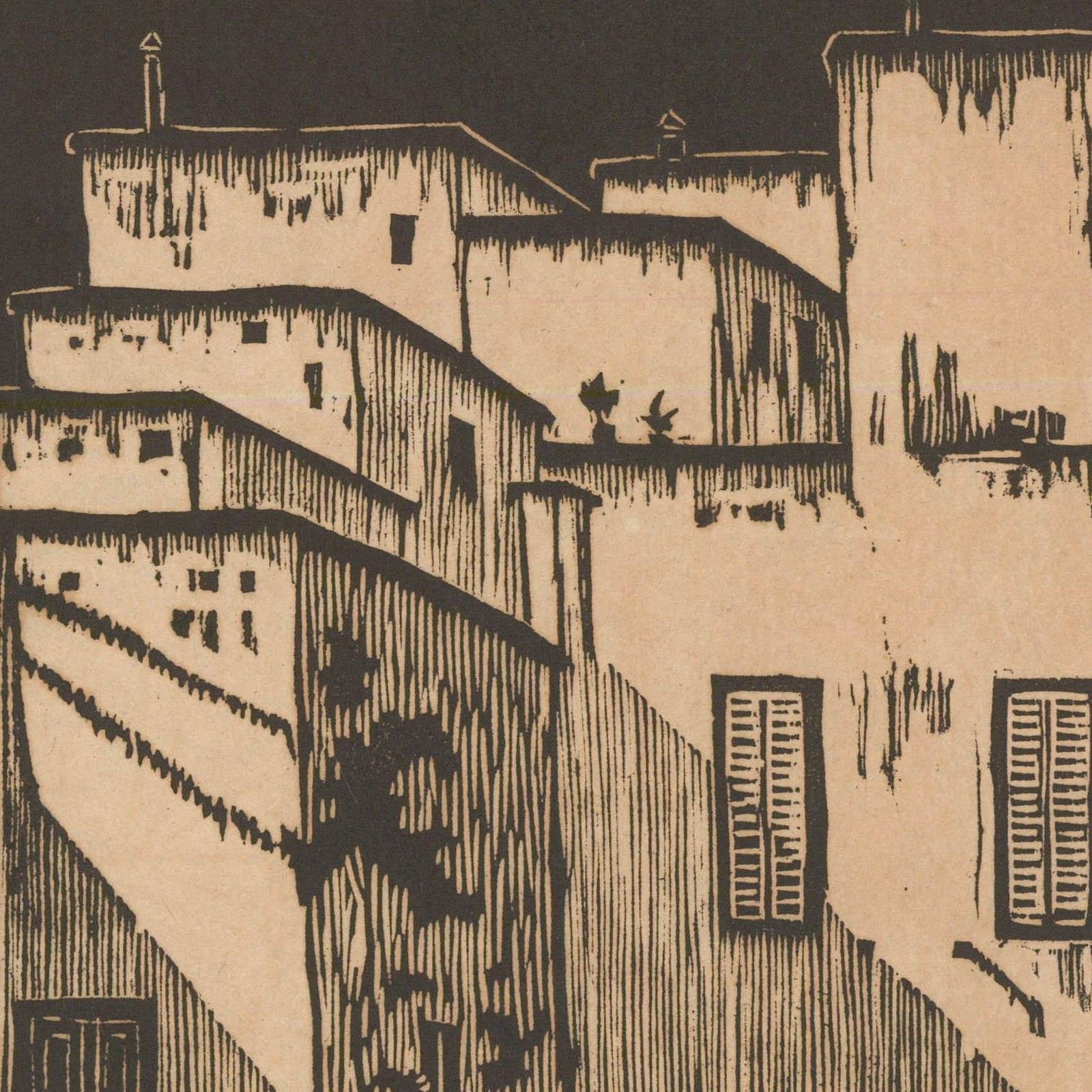 Hans Venter (1892 1971) Early 20th Century Woodcut, Roman Houses photo for sale