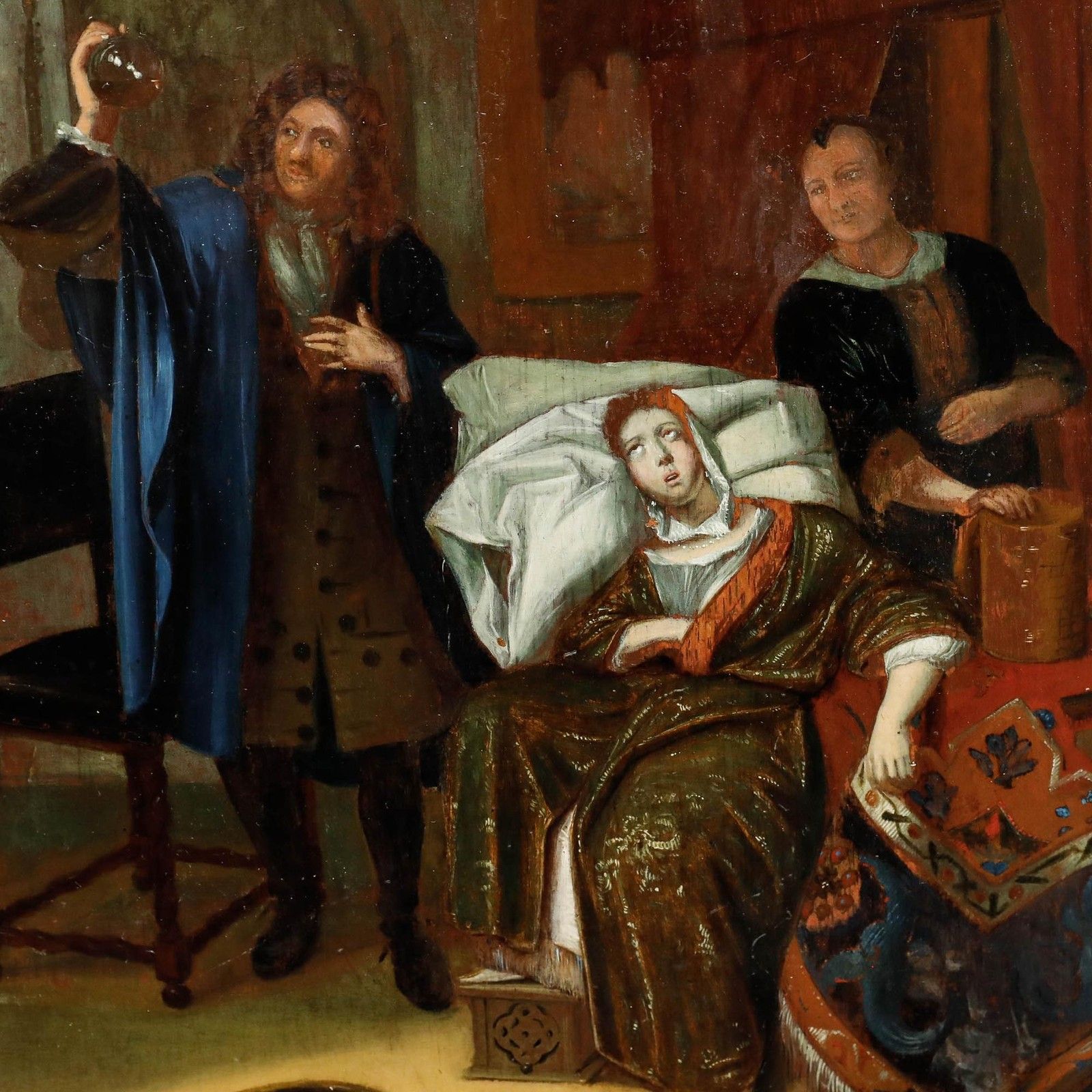 After Richard Brakenburgh (1650 1702) 19th Century Oil, The Doctor's Visit photo Art