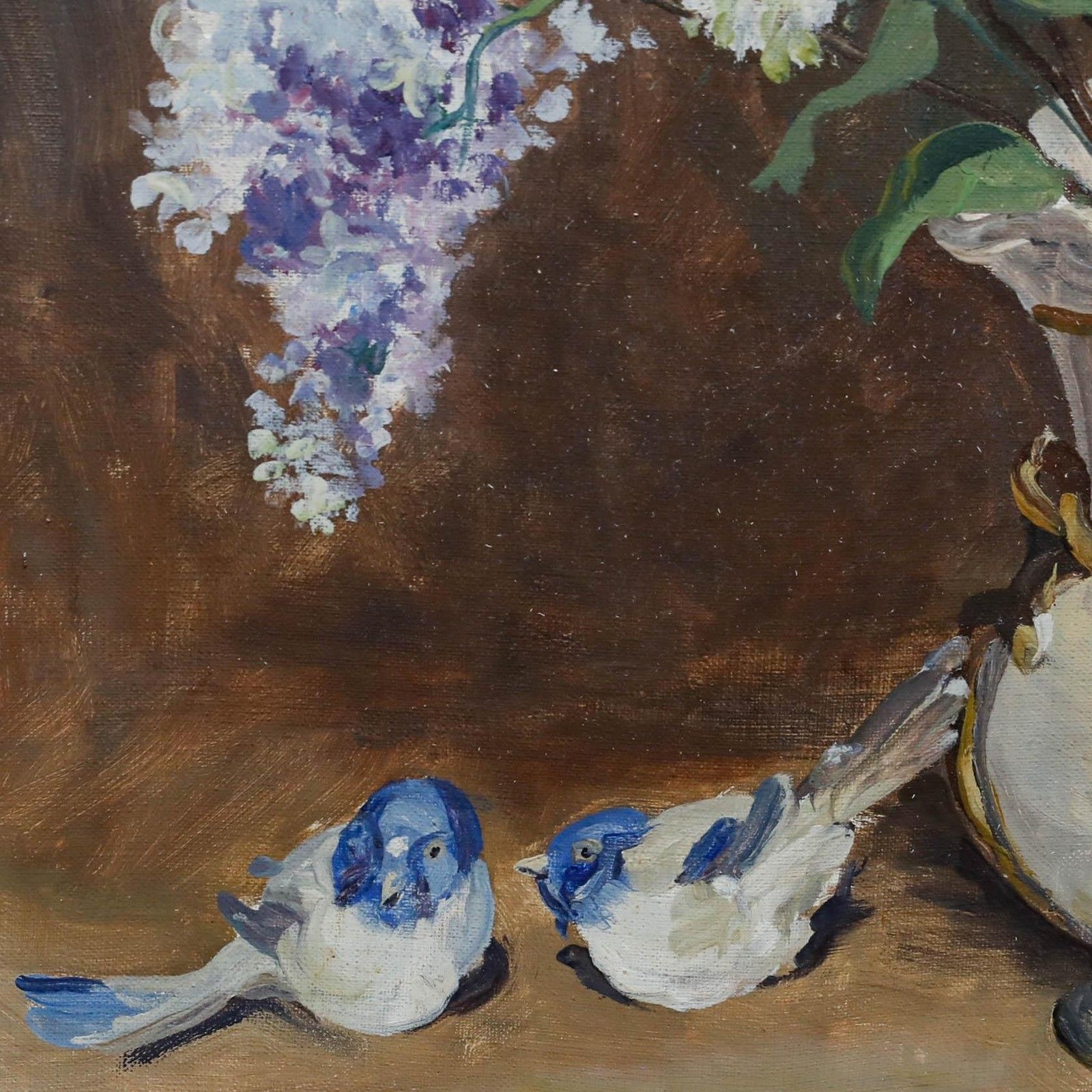 Ylvia Gayal Framed Mid 20th Century Oil, Bouquet Of Lilacs photo Art