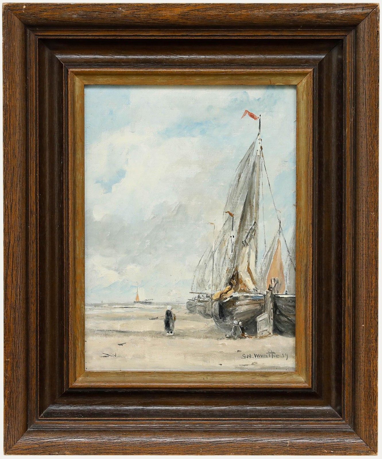 After Munthe Morgenstjerne Early 20th Century Oil, Beached Boats