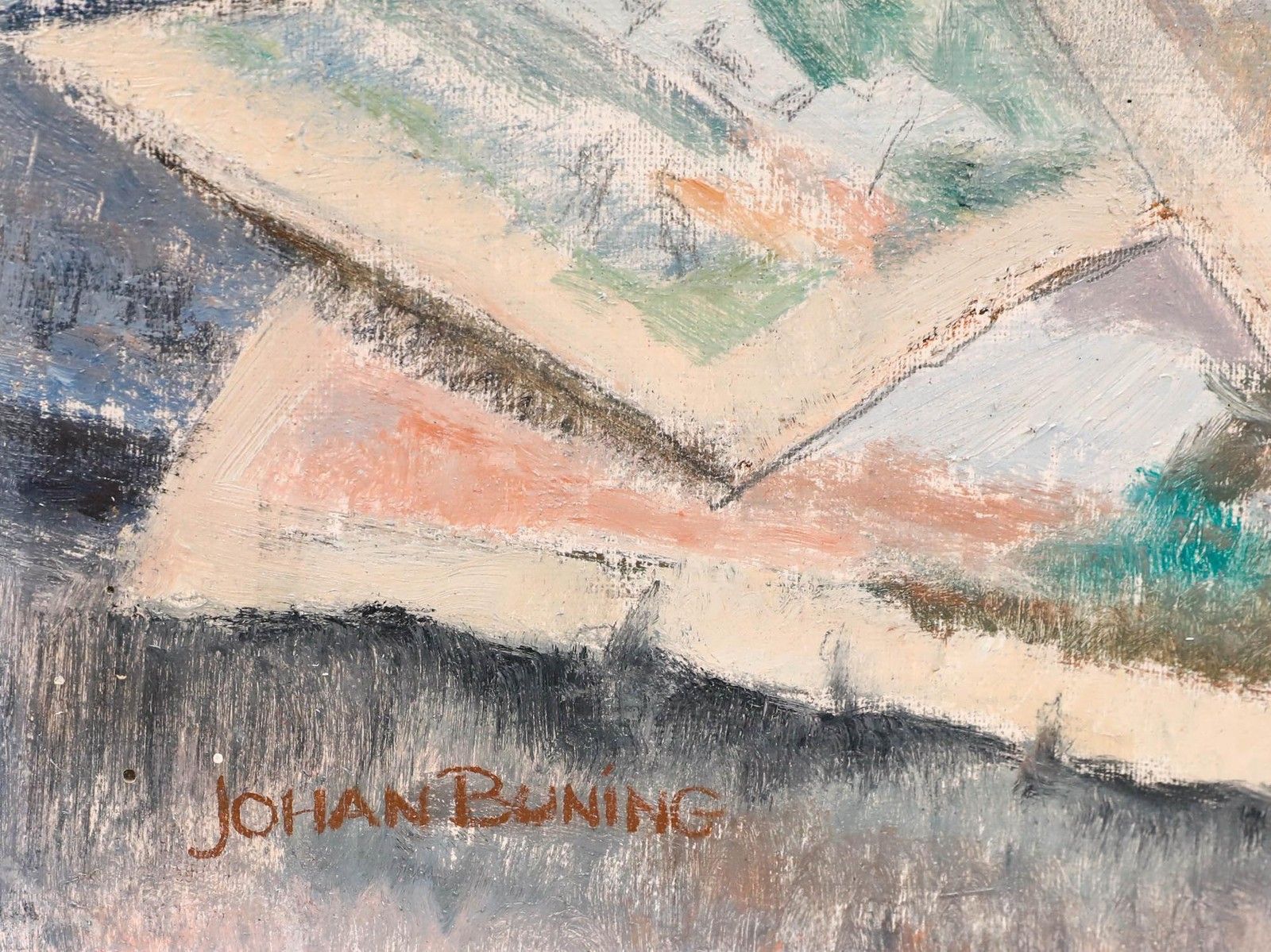 Johan Buning (1893 1963) Mid 20th Century Oil, Still Life With Venetian Mask photo vinterior