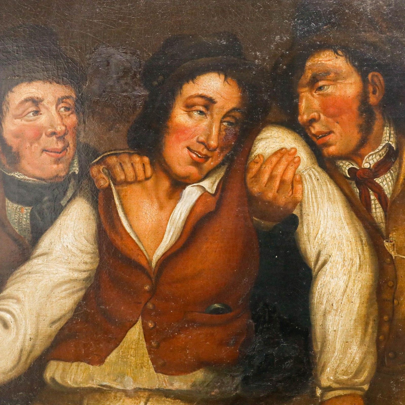 Flemish School 18th Century Oil Three Merry Gentlemen photo Art