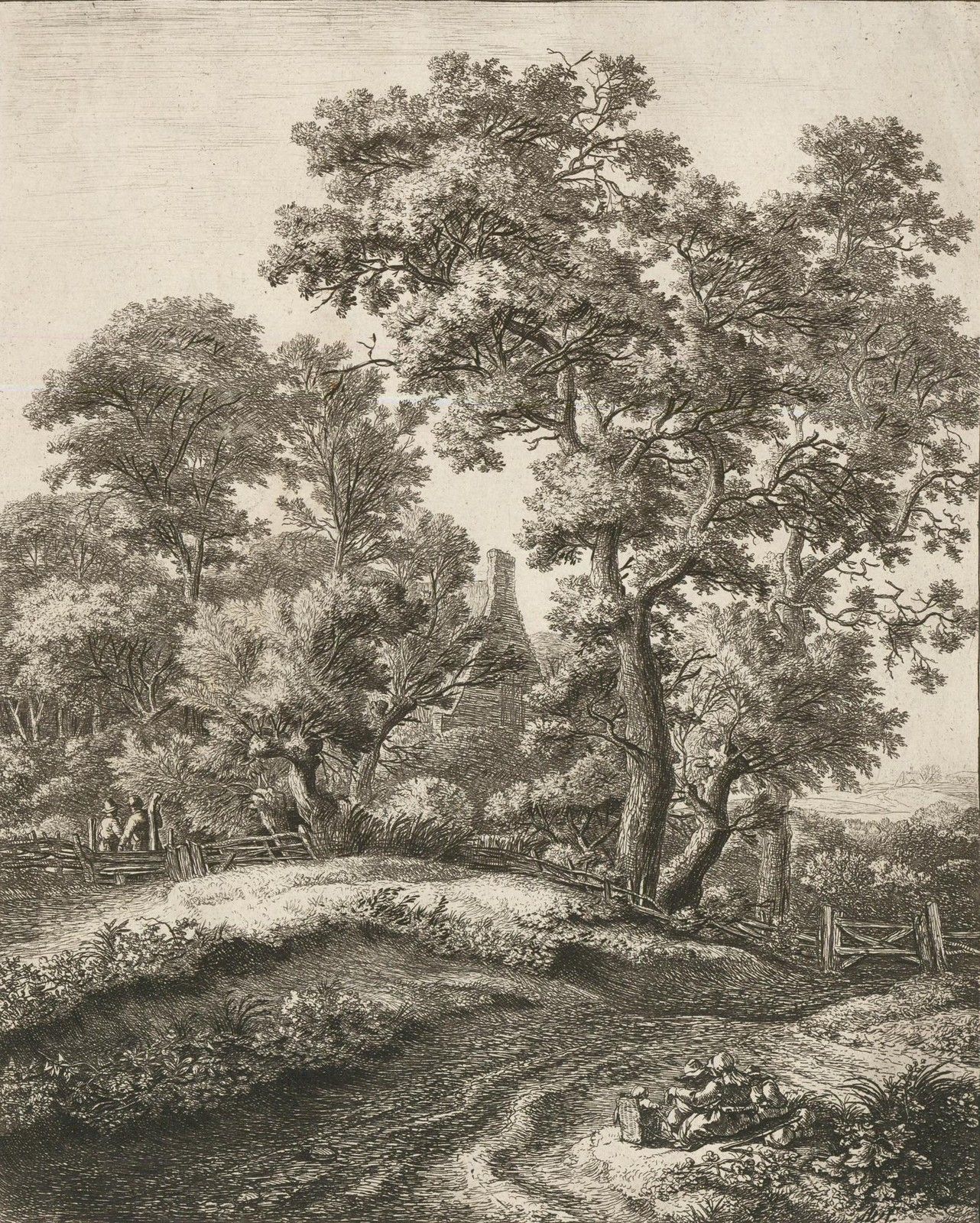 Anthonie Waterloo (1609 1690)  19th Century Etching, Mother And Children Resting photo furniture