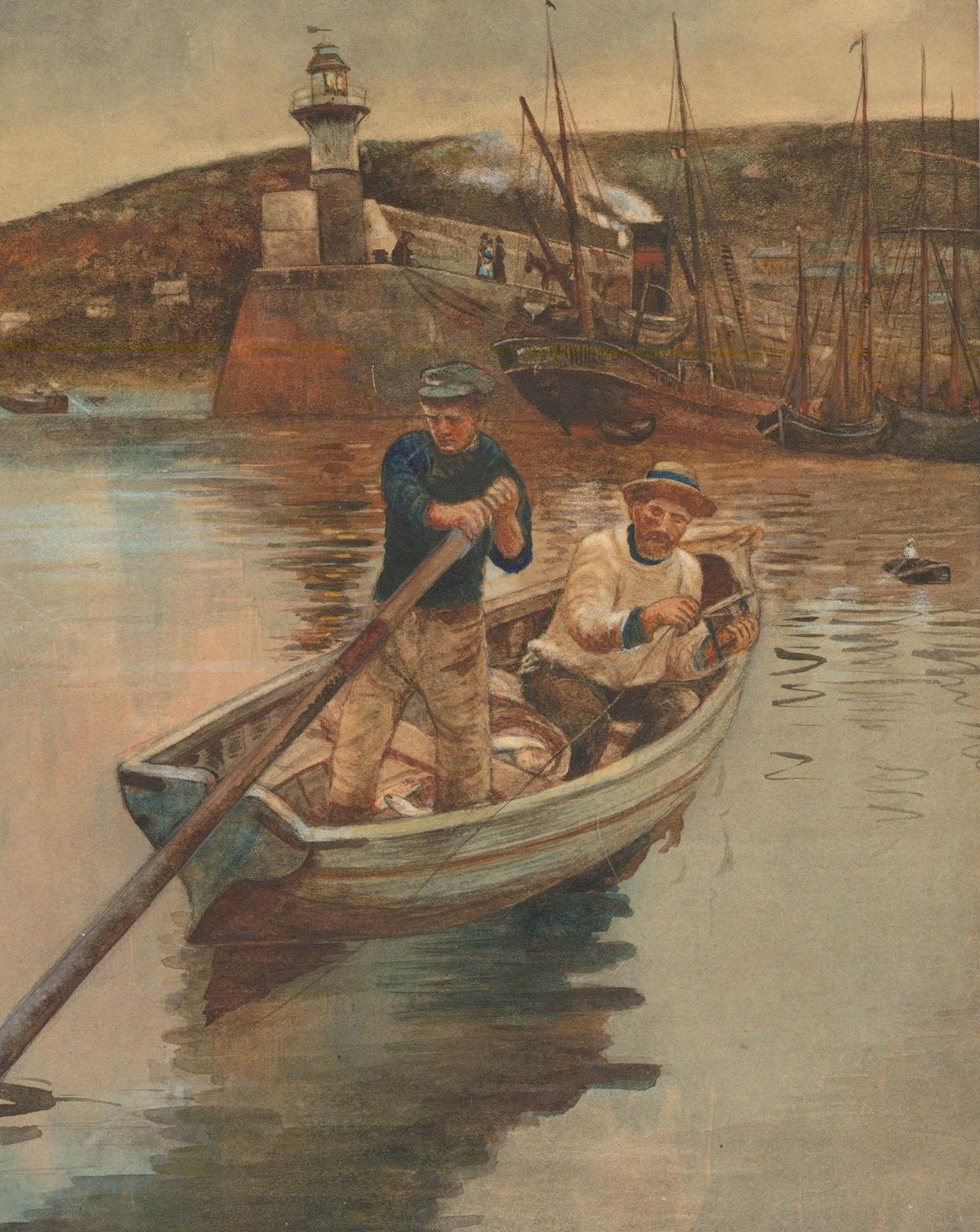 After Stanhope Forbes Mid 20th Century Watercolour, The Lighthouse photo furniture