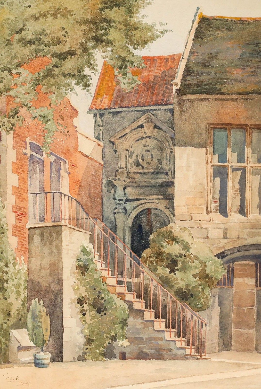 C. L. P. 1927 Watercolour, Entrance To Banqueting Hall, King's Manor photo furniture