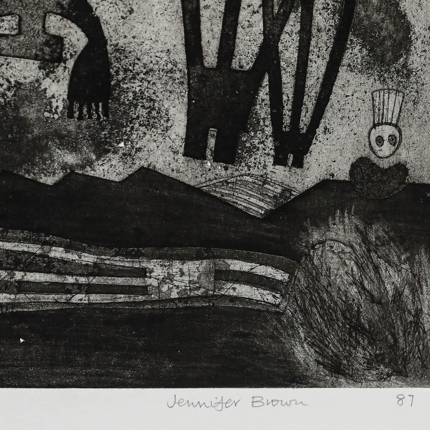 Jennifer Brown (1925 2008) 1987 Etching, The Drowning photo vinterior