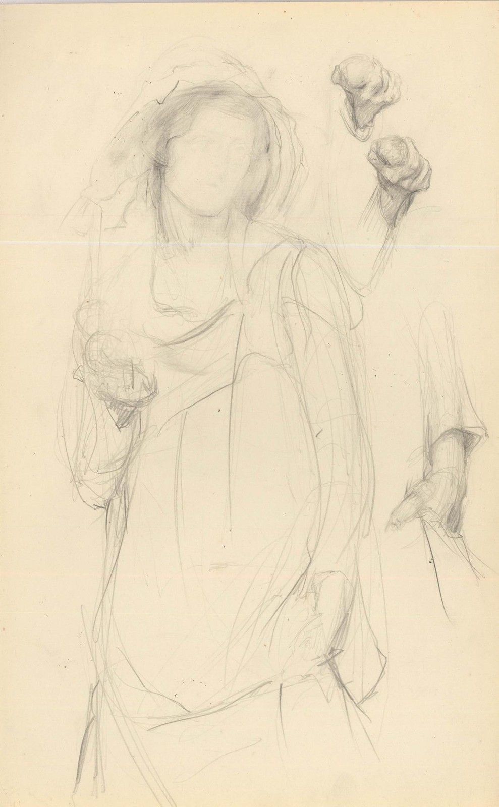 Attrib. John Cluysenaar (1899 1986) Graphite Drawing, Study Of A Hooded Lady photo furniture