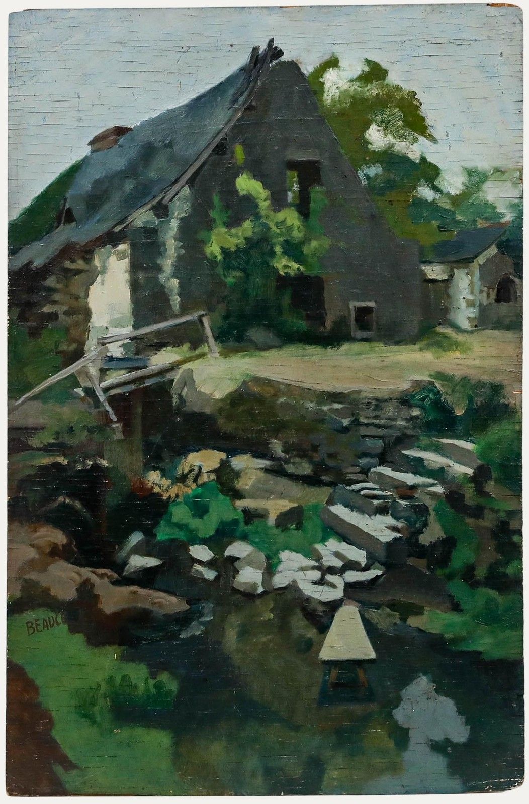 Andre Beauce (1911 1974) 1934 Oil, View Of A Farm