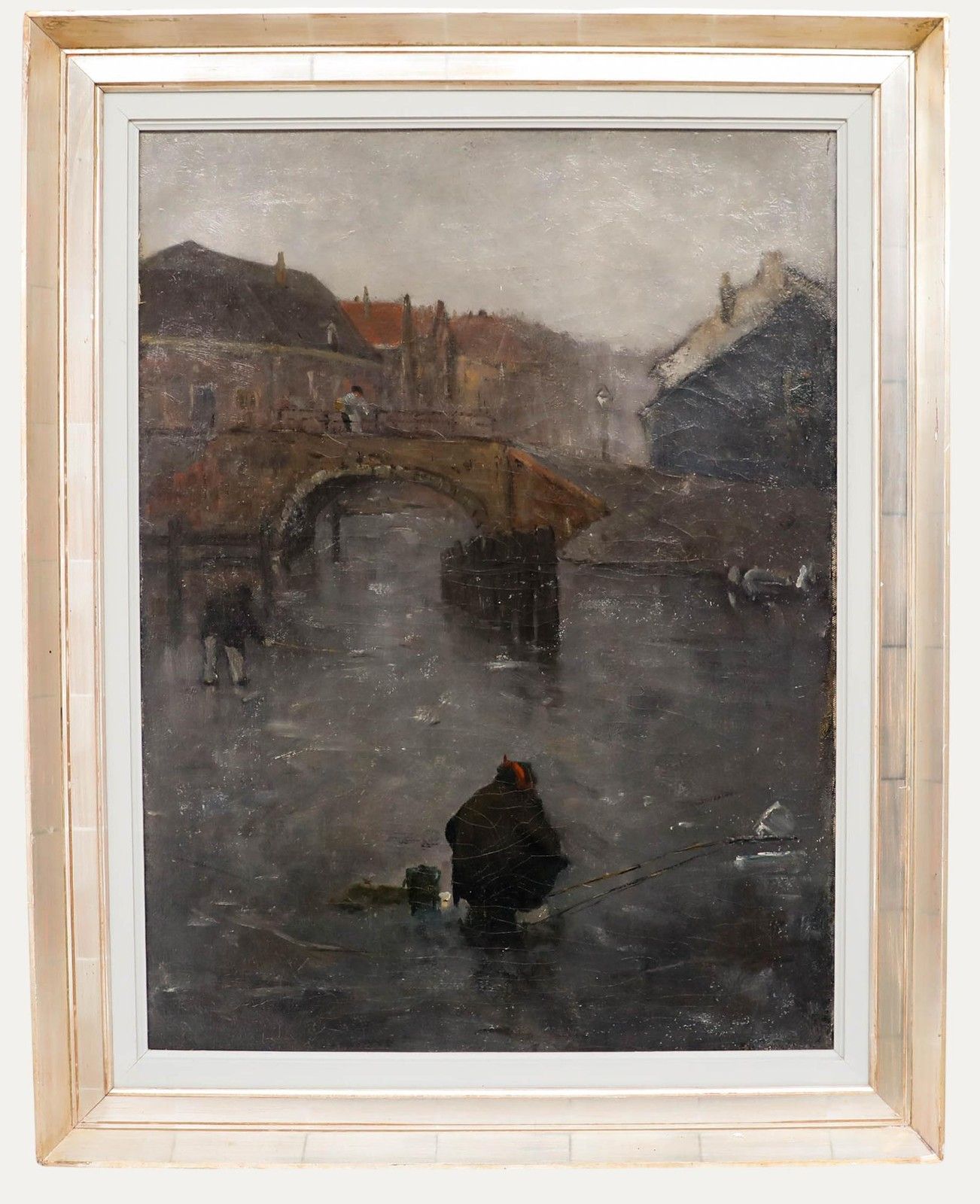 Gustave René Pierre (1875 1939) 20th Century Oil, A Fisherman In Bruges