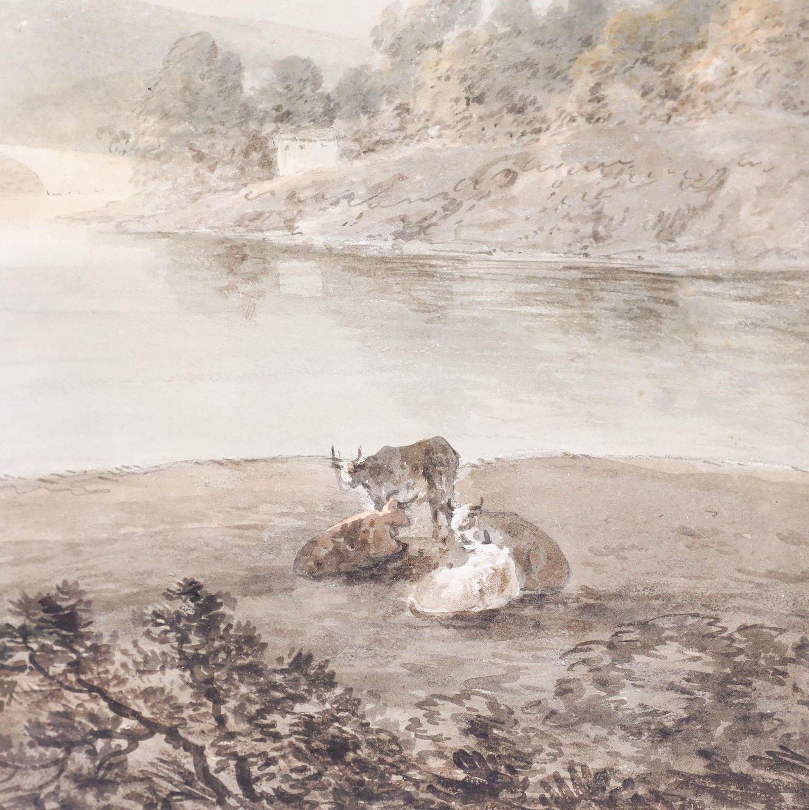Attrib. Francis Nicholson (1753 1844) Watercolour, Castle And Cattle photo Art