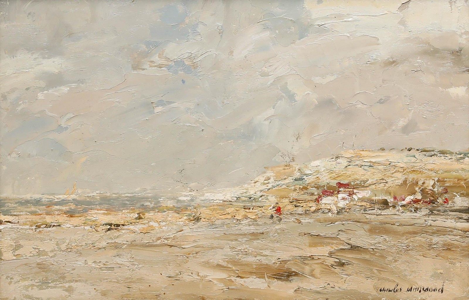 Charles Horwood (1908 1975) Mid 20th Century Oil, Overcast Coastline photo furniture