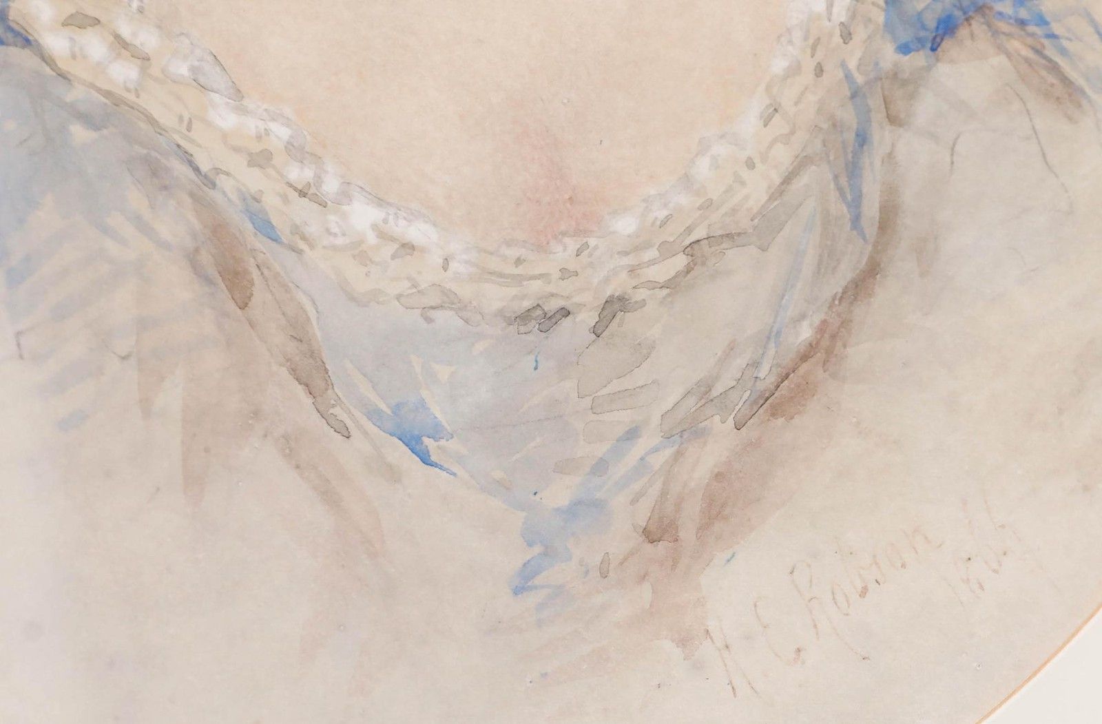 Henry E. Hobson (1820 1881) 1866 Watercolour, Portrait Of A Young Lady In Blue photo vinterior