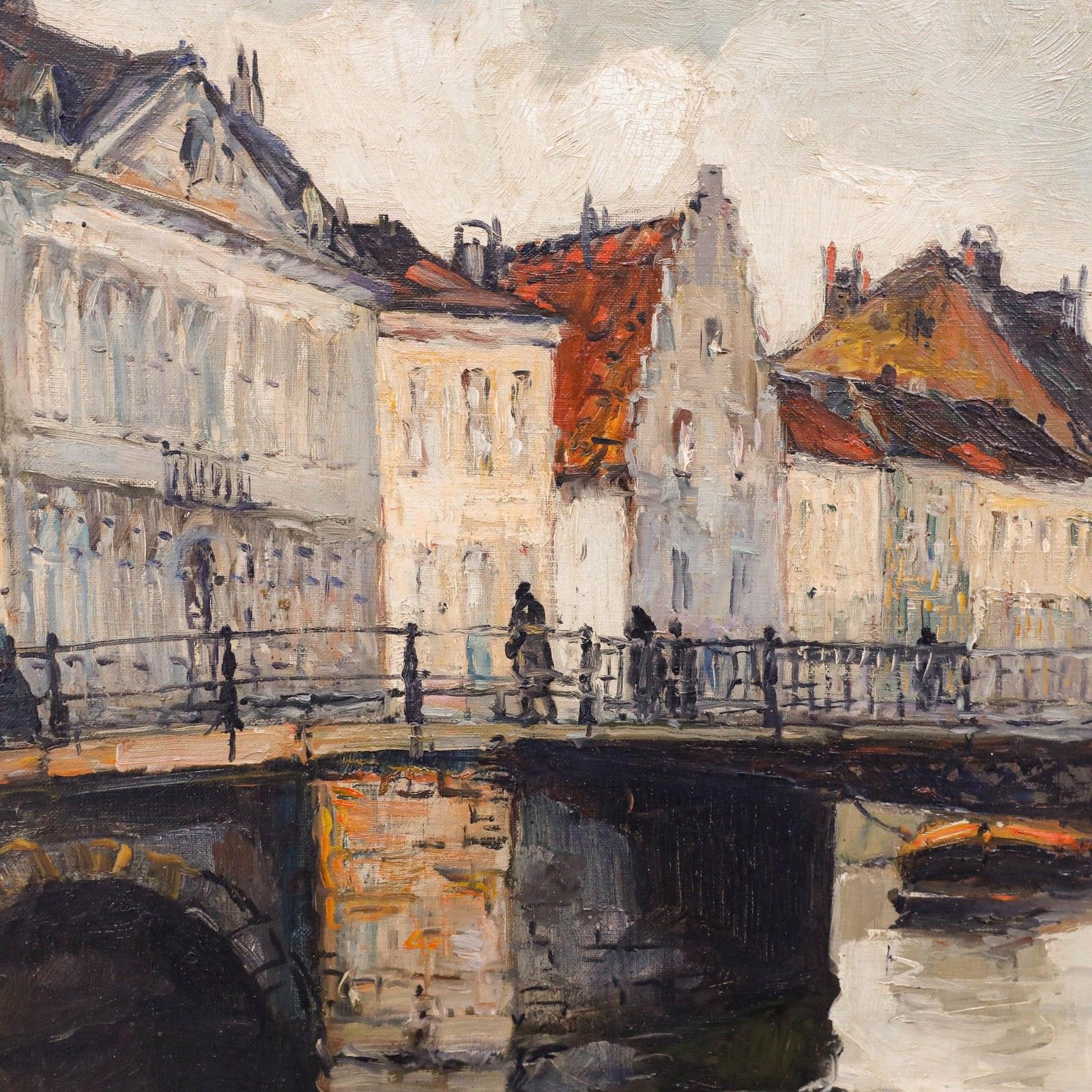 Gustave Helinck (1884 1954) Early 20th Century Oil, A View Of The Coupure photo Art