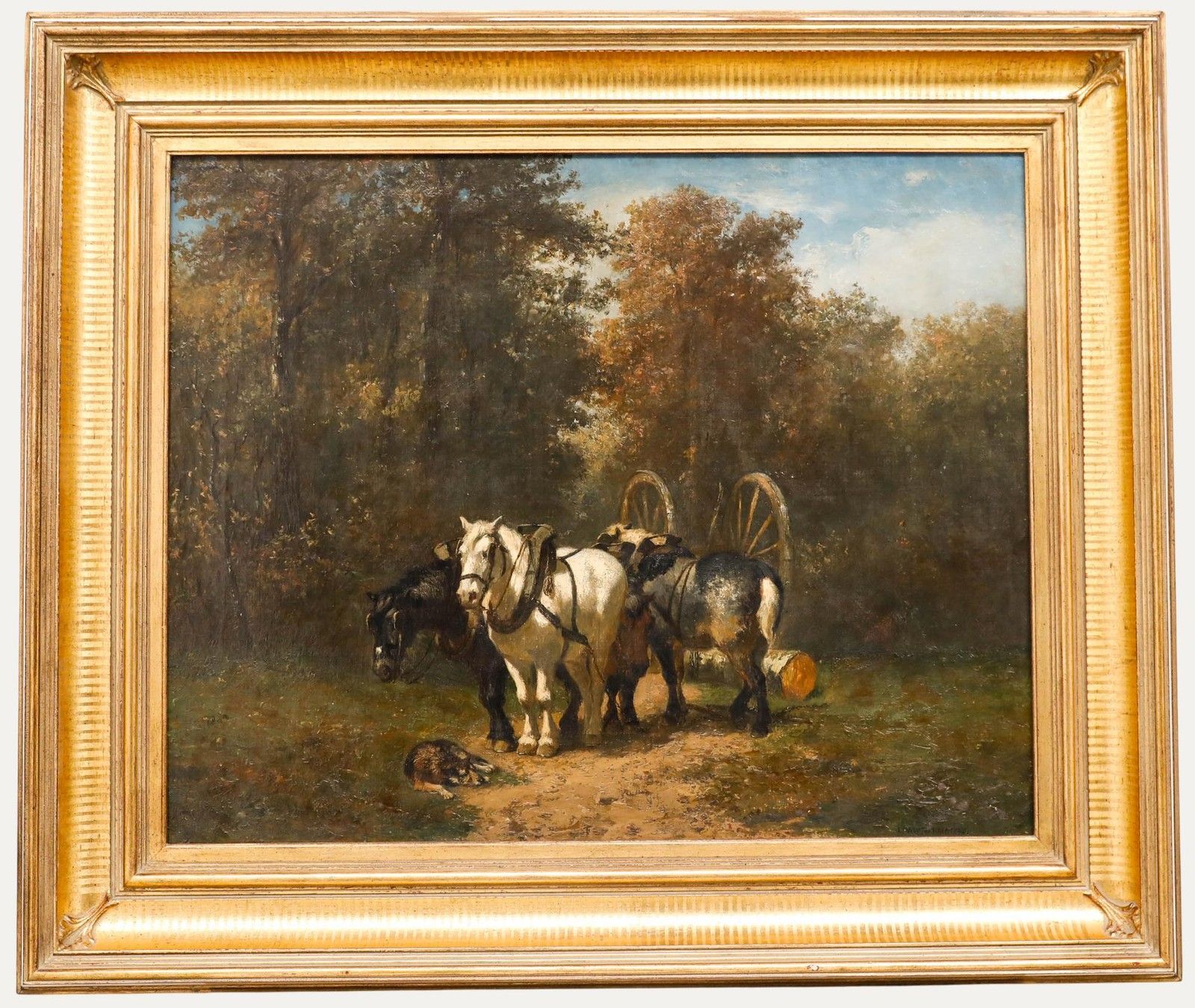 Edouard Woutermaertens (1819 1897) Framed Oil, Felling The Trees