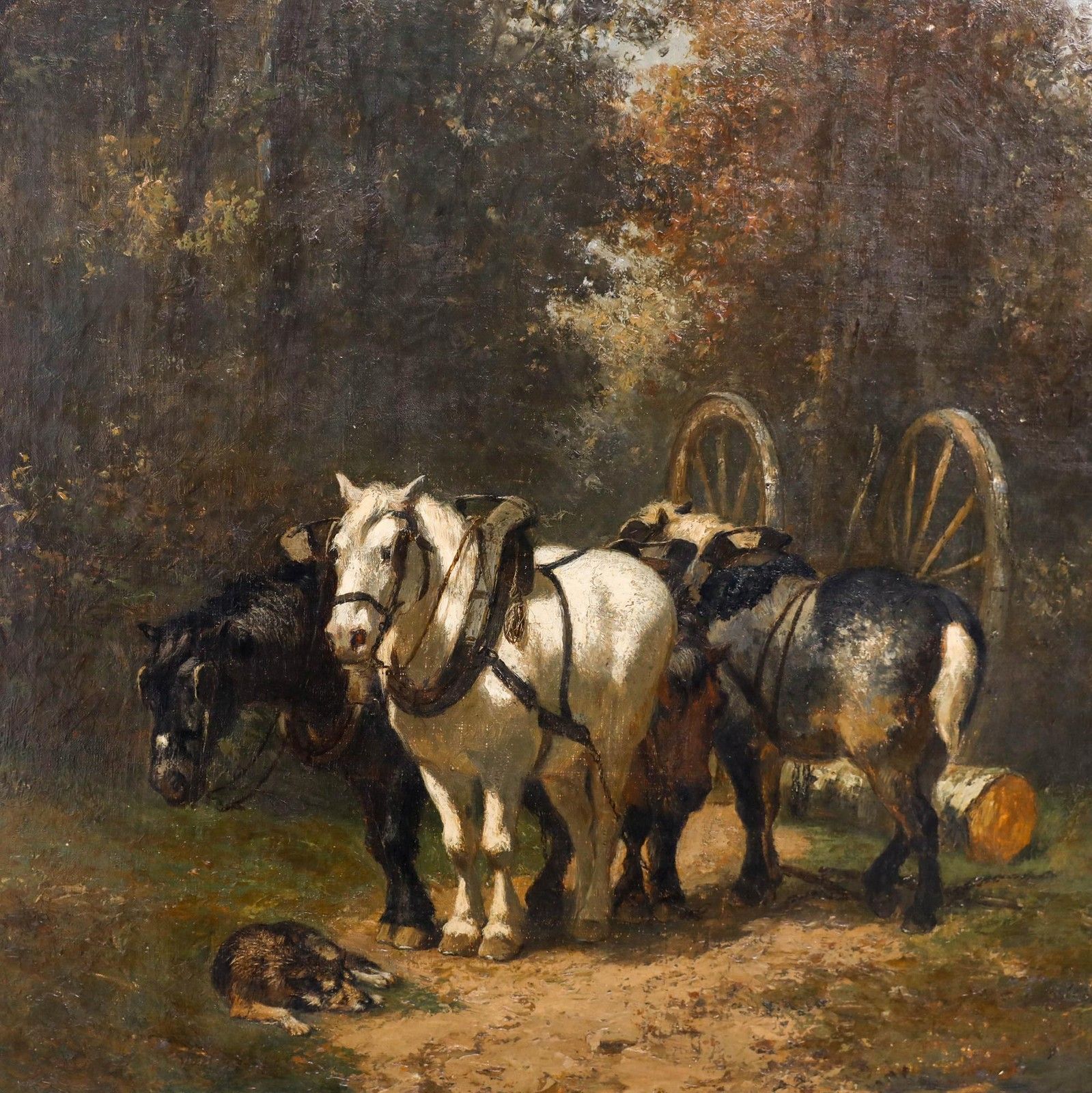 Edouard Woutermaertens (1819 1897) Framed Oil, Felling The Trees photo Art