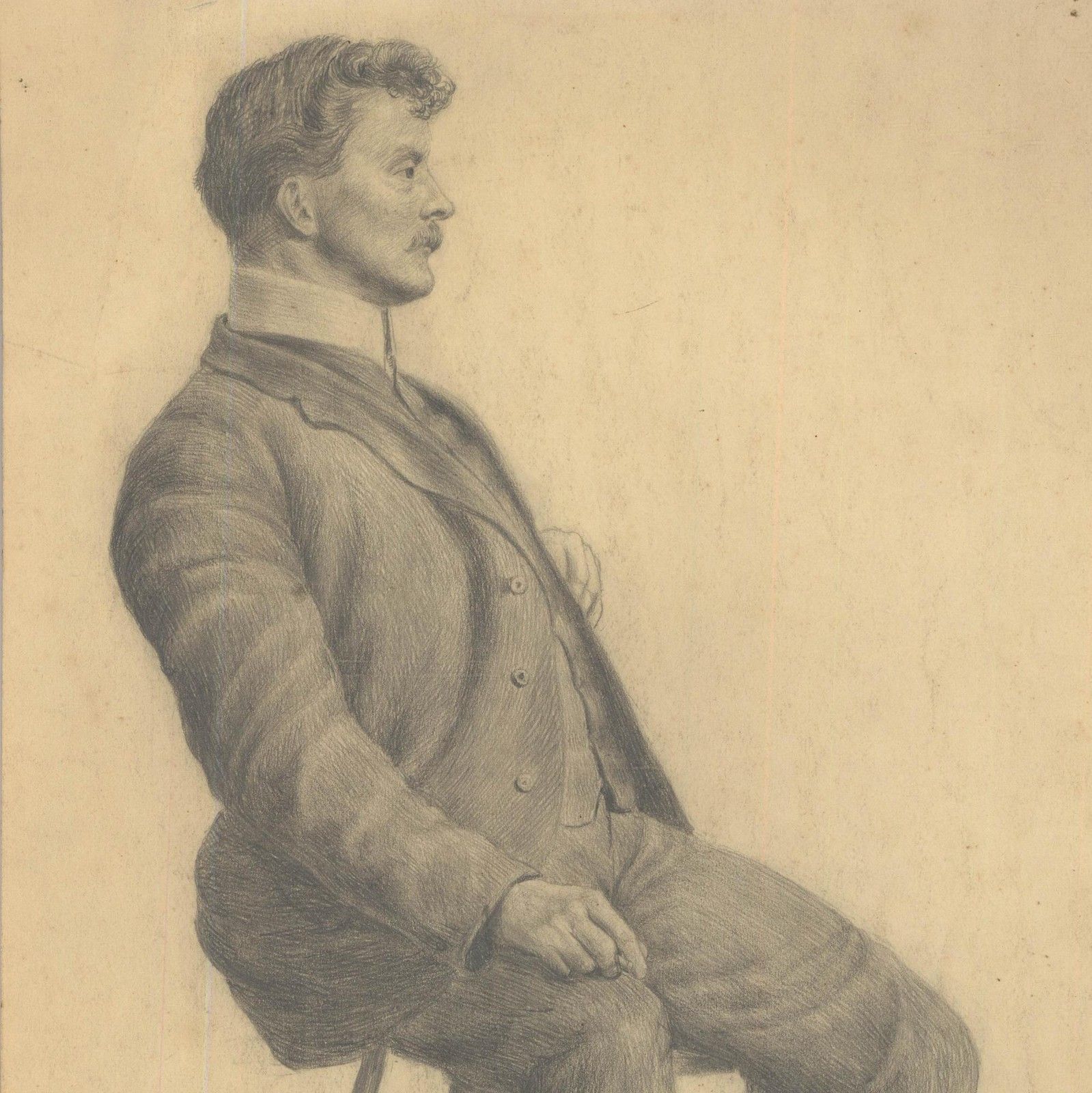 William Henry Ladd 20th Century Graphite Drawing, Man In A Suit photo for sale
