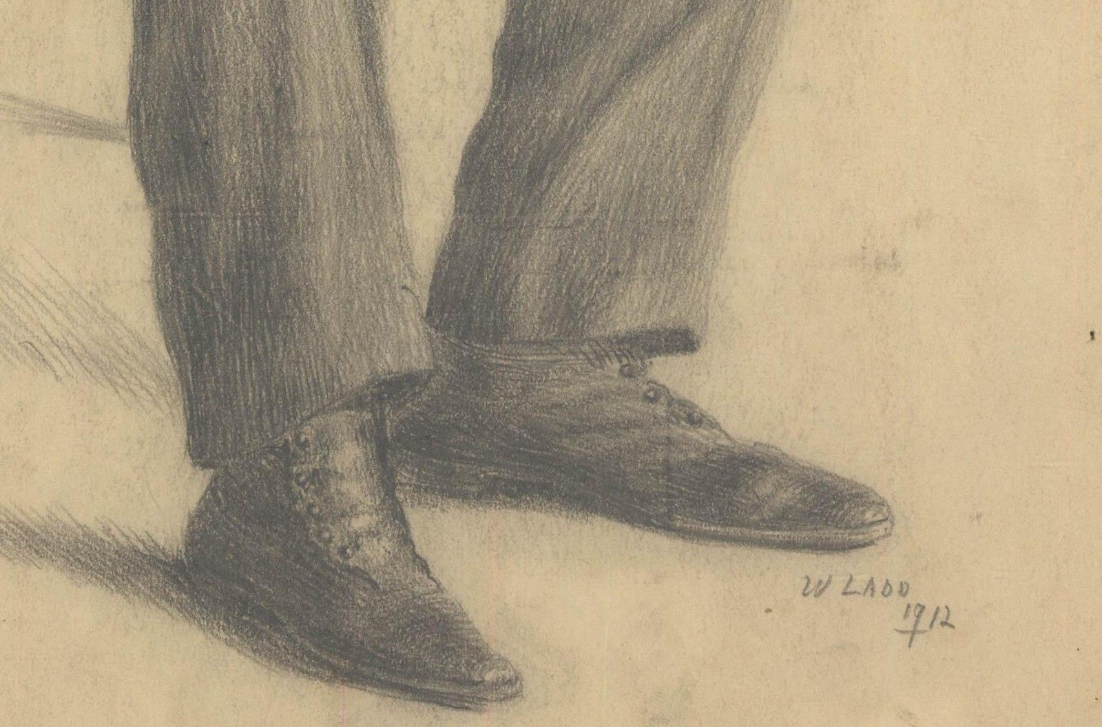 William Henry Ladd 20th Century Graphite Drawing, Man In A Suit photo Art