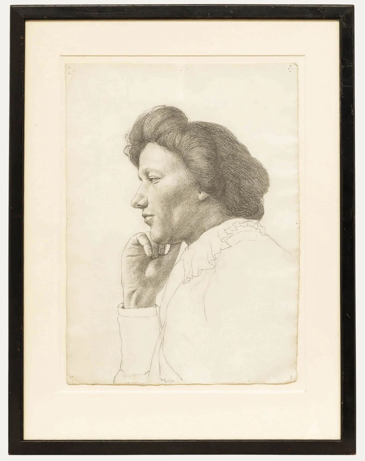 William Henry Ladd Early 20th Century Graphite Drawing, Woman In Profile