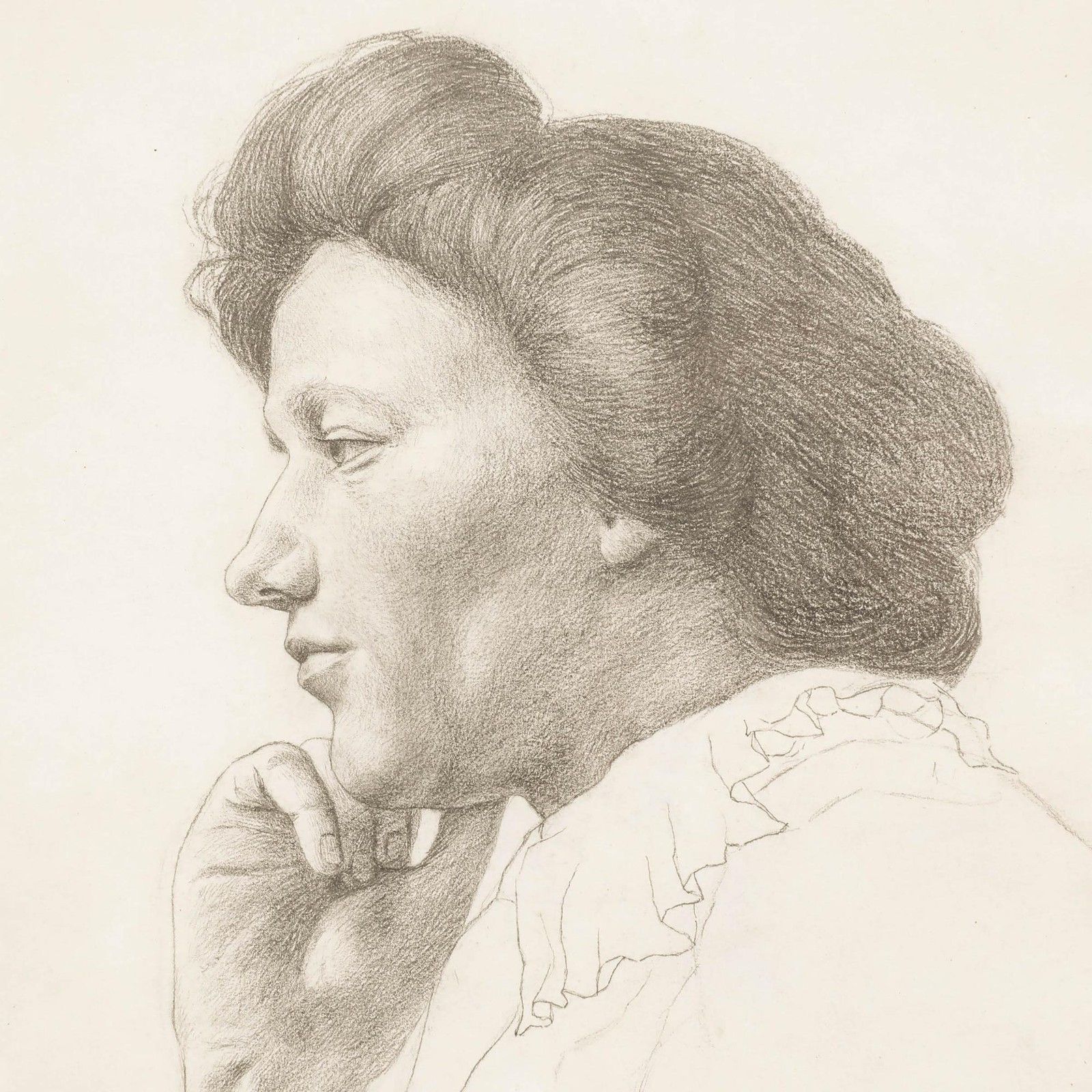 William Henry Ladd Early 20th Century Graphite Drawing, Woman In Profile photo Art