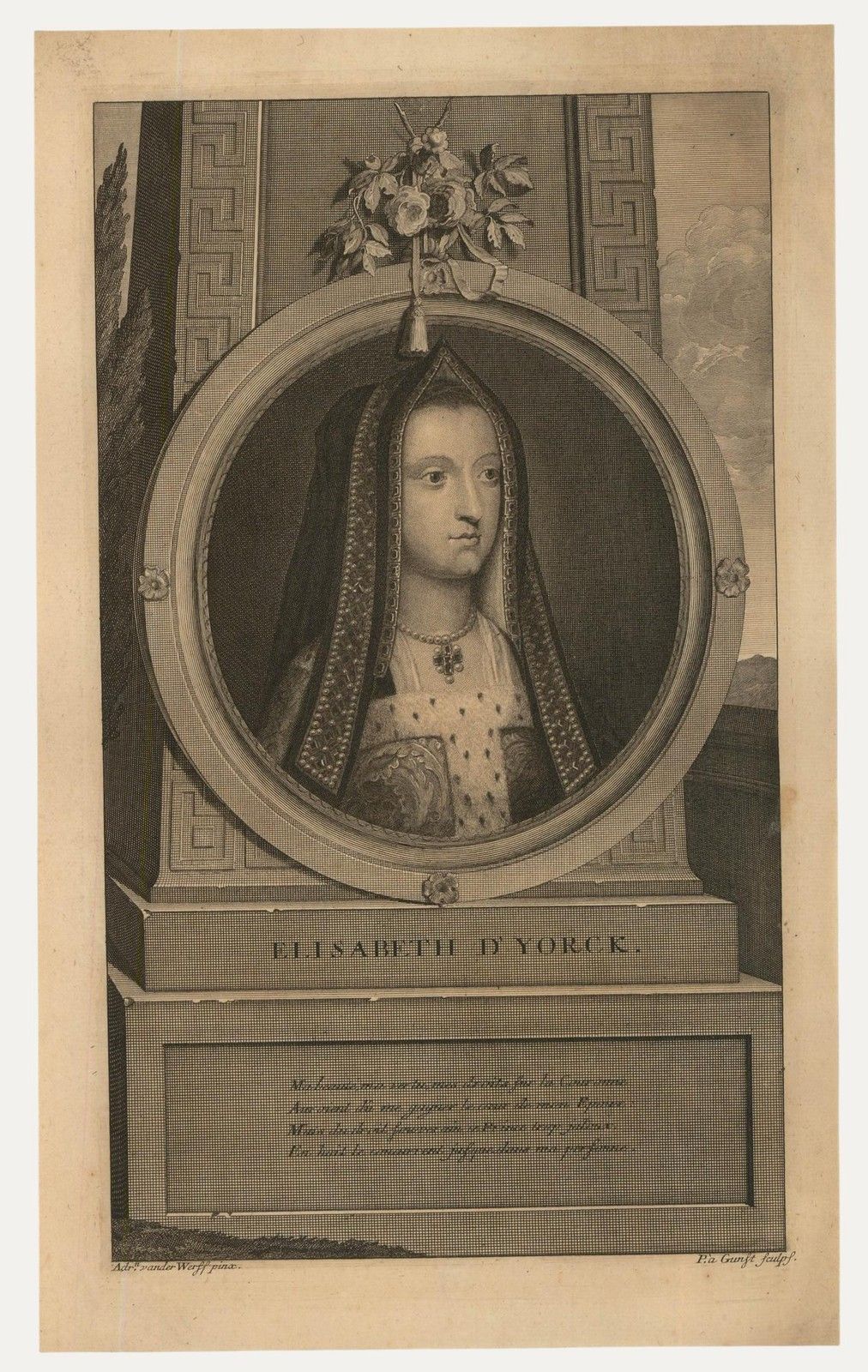 After Adriaen Van Der Werff (1659 1722) 17th Century Engraving,Elizabeth Of York