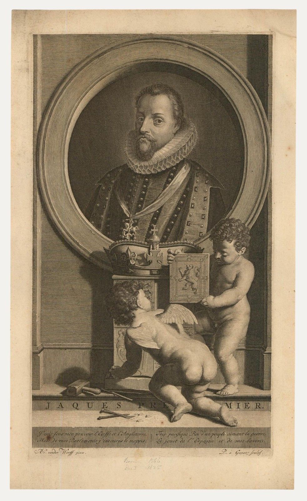 After Adriaen Van Der Werff (1659 1722) 17th Century Engraving, King James I