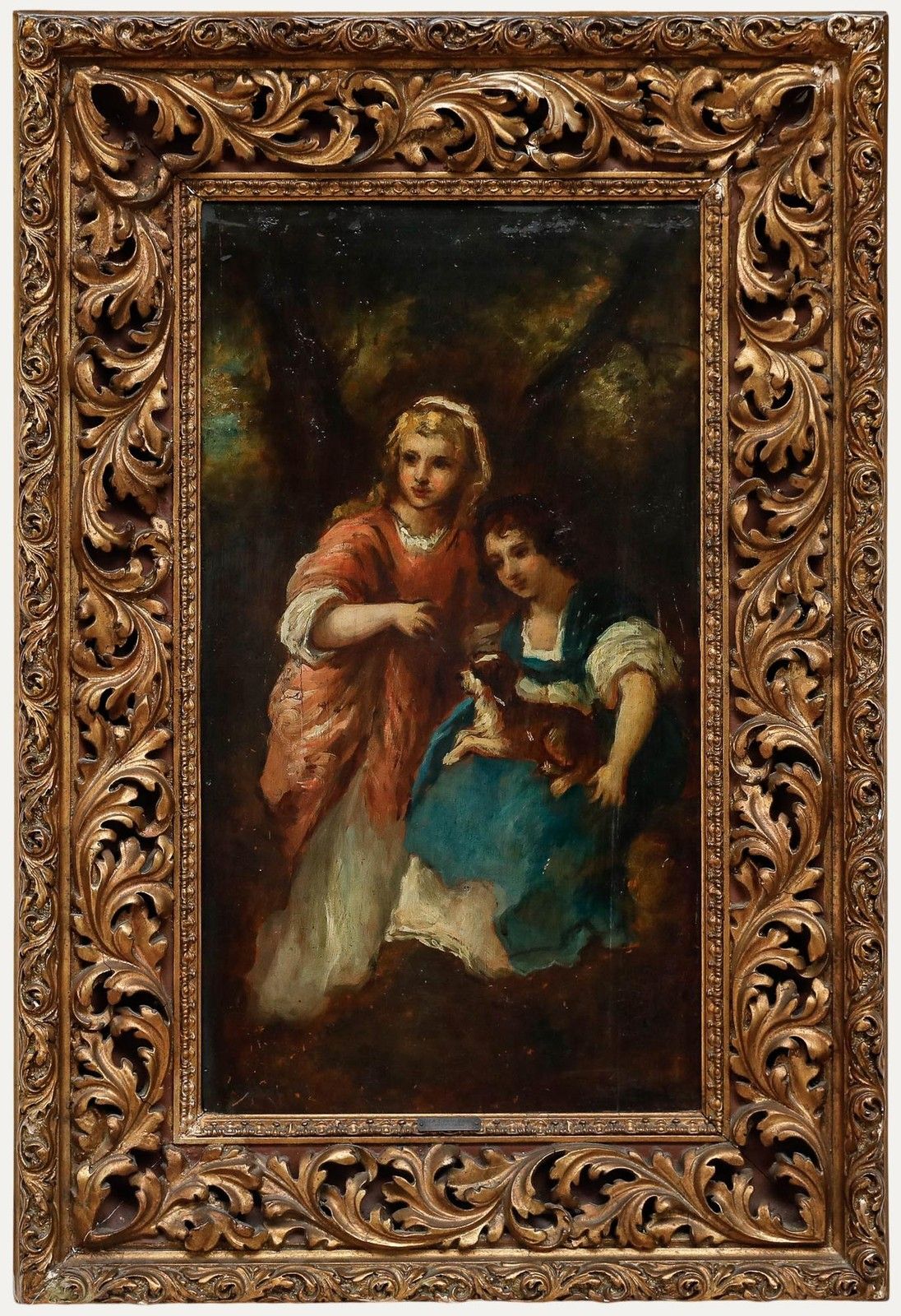 French School  C.1900 Oil The Sisters