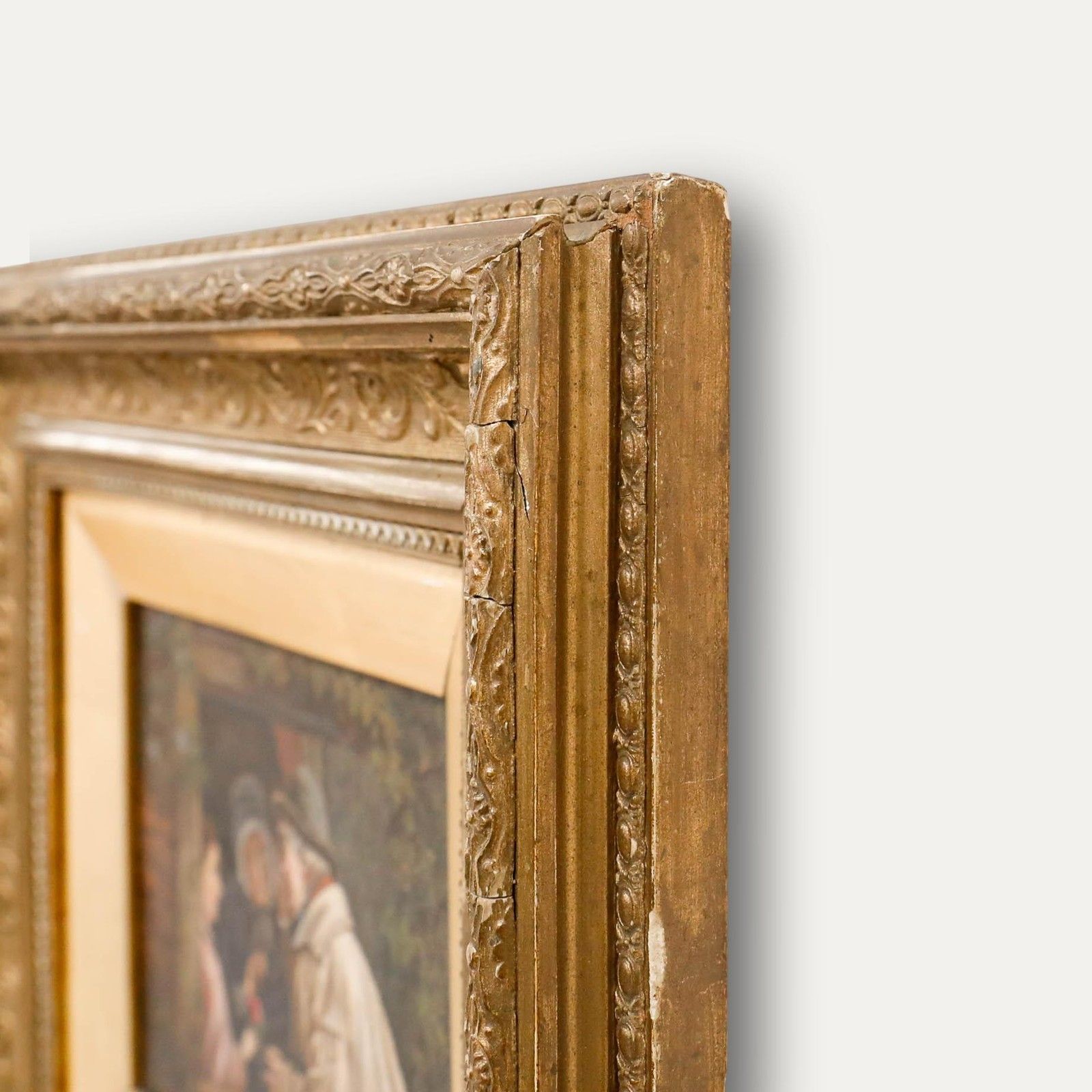 John Wood Framed 19th Century Oil, Village Gossips photo 395.0