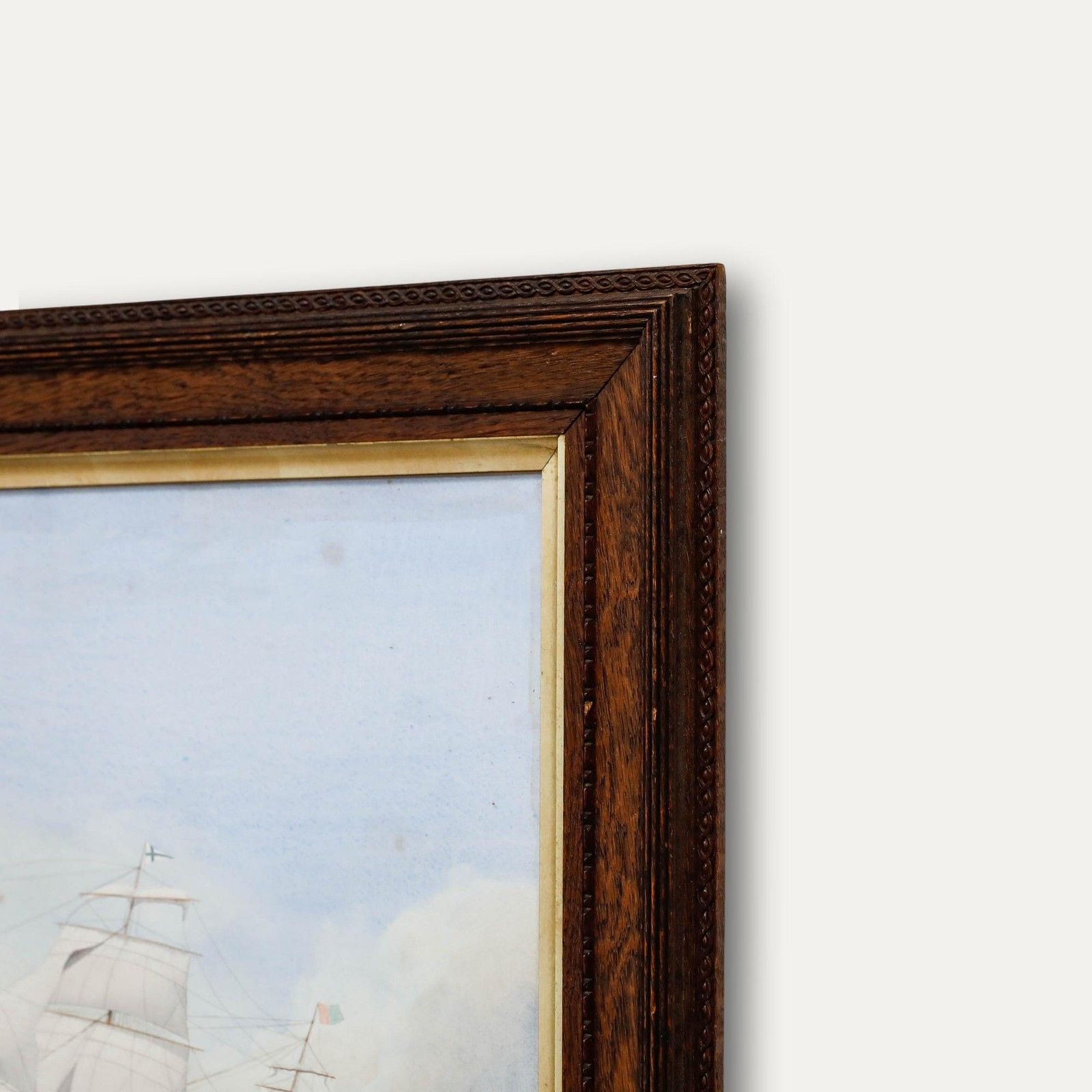 J. Hall Framed Late 19th Century Watercolour, Clippership Sussex photo vinterior