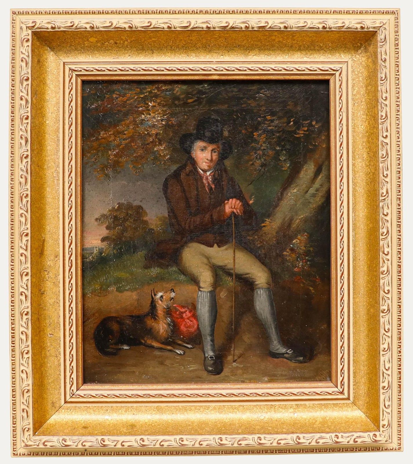 English School 19th Century Oil A Gentleman And His Terrier