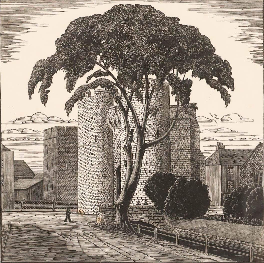 Rev Maurice Frederic Foxell Kcvo (1888 1981) Linoprint, Study Of A Castle photo furniture