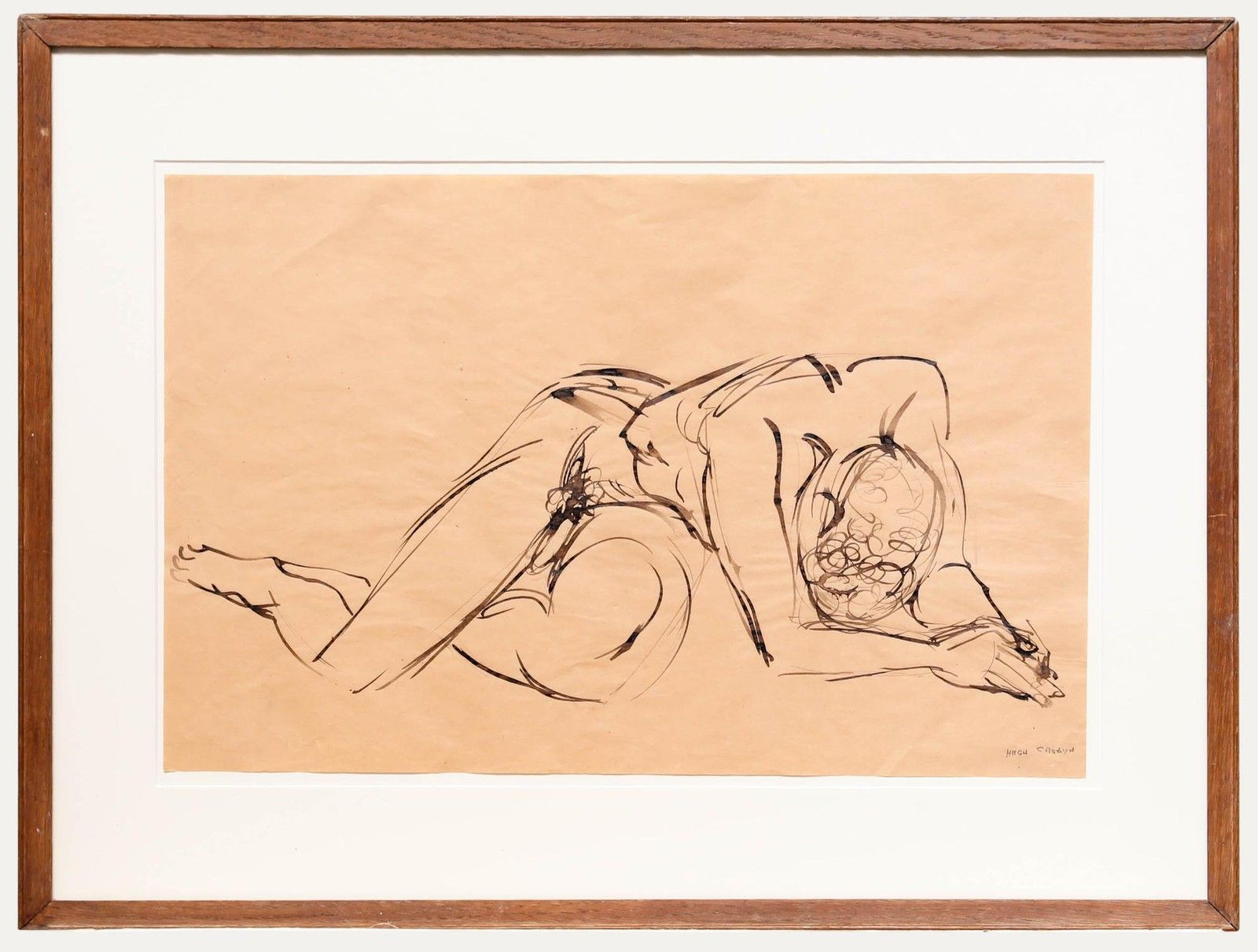 Hugh Cronyn Framed Mid 20th Century India Ink, Cry Of Despair