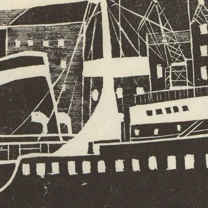 Albert Masri (1927 2020) Mid 20th Century Woodcut, Ferry photo for sale