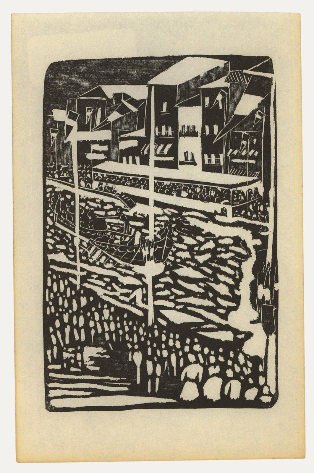 Albert Masri (1927 2020) Mid 20th Century Woodcut, The Race