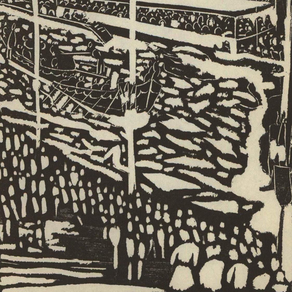 Albert Masri (1927 2020) Mid 20th Century Woodcut, The Race photo for sale