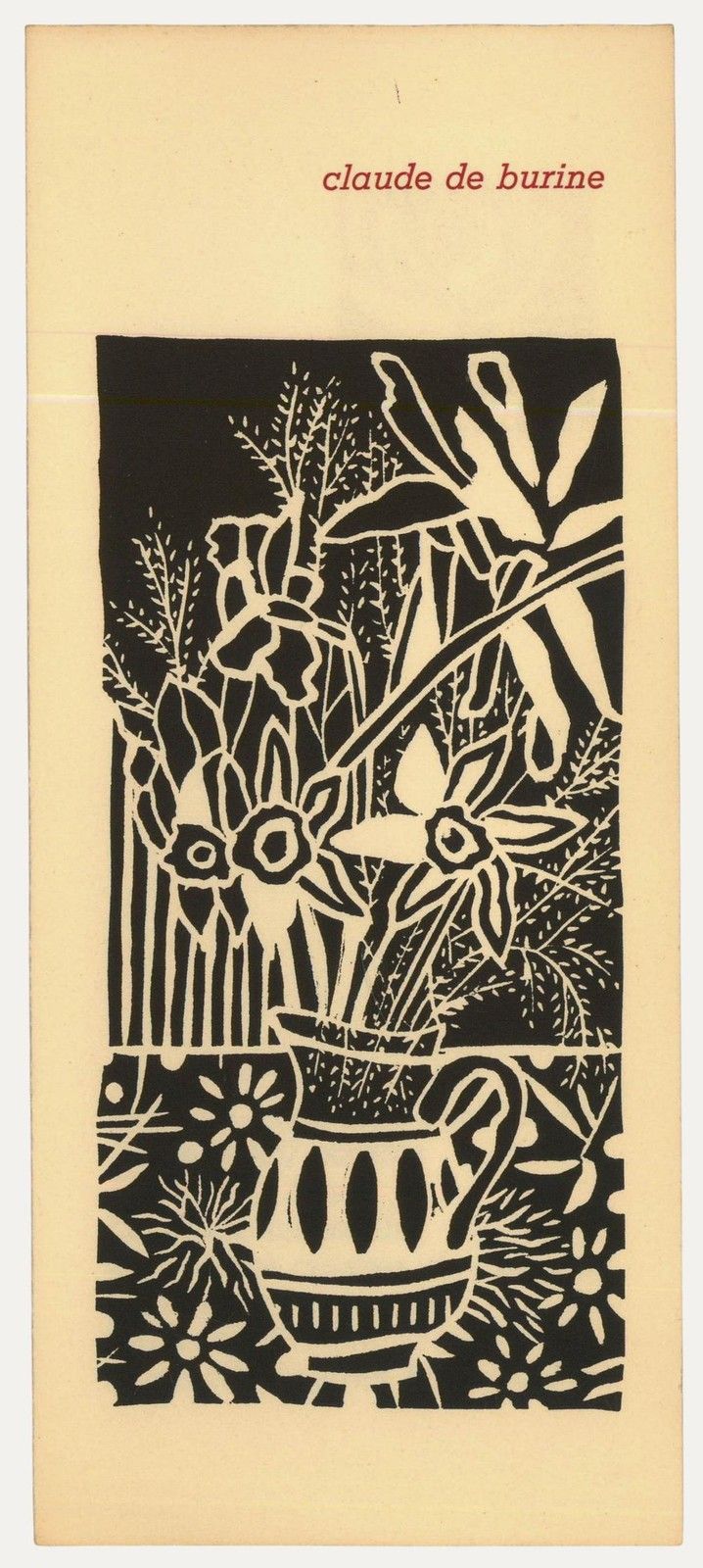 Albert Masri (1927 2020) Mid 20th Century Woodcut, A Poem By Claude De Burine