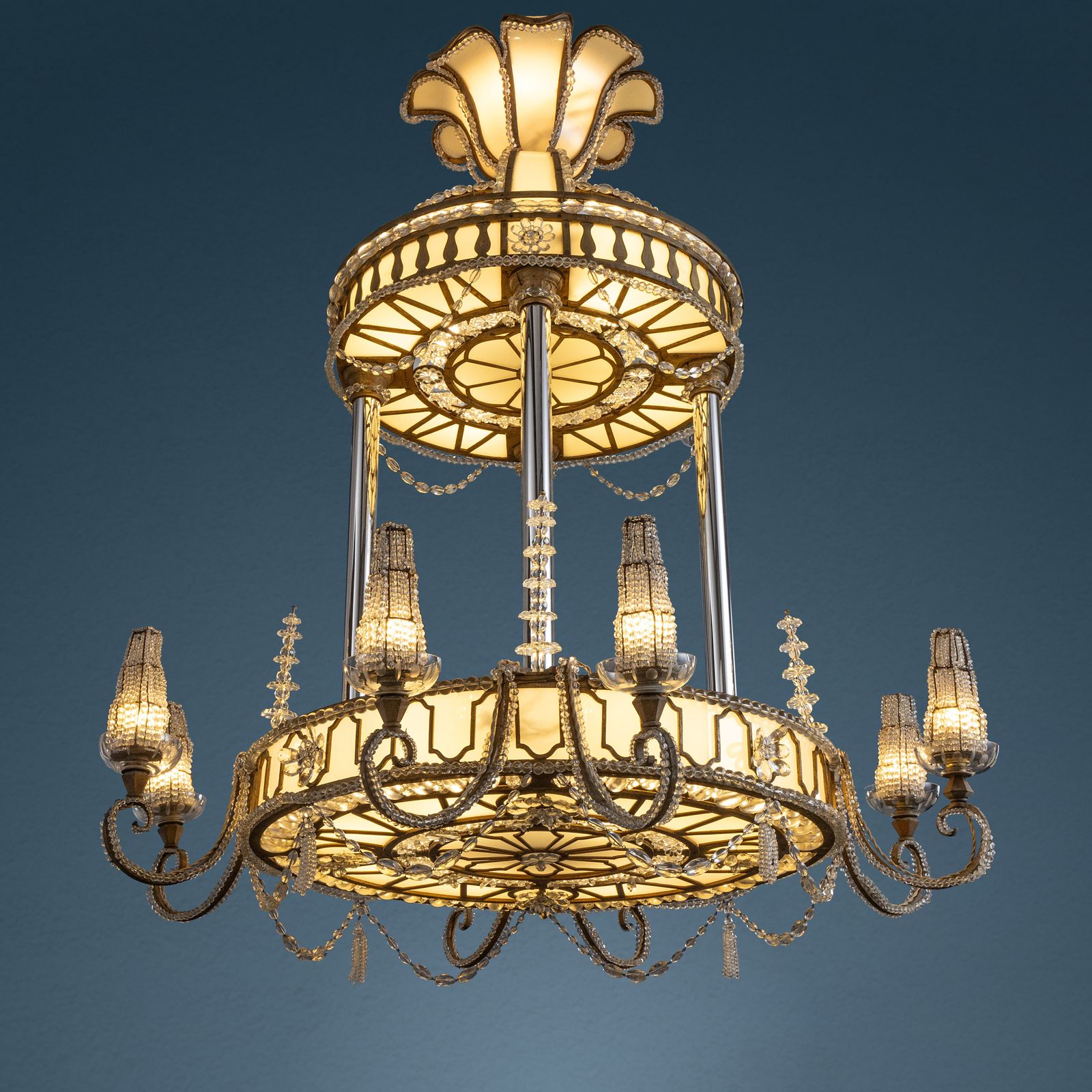 Chandelier Art Nouveau Wrought Iron Italy XIX XX Century
