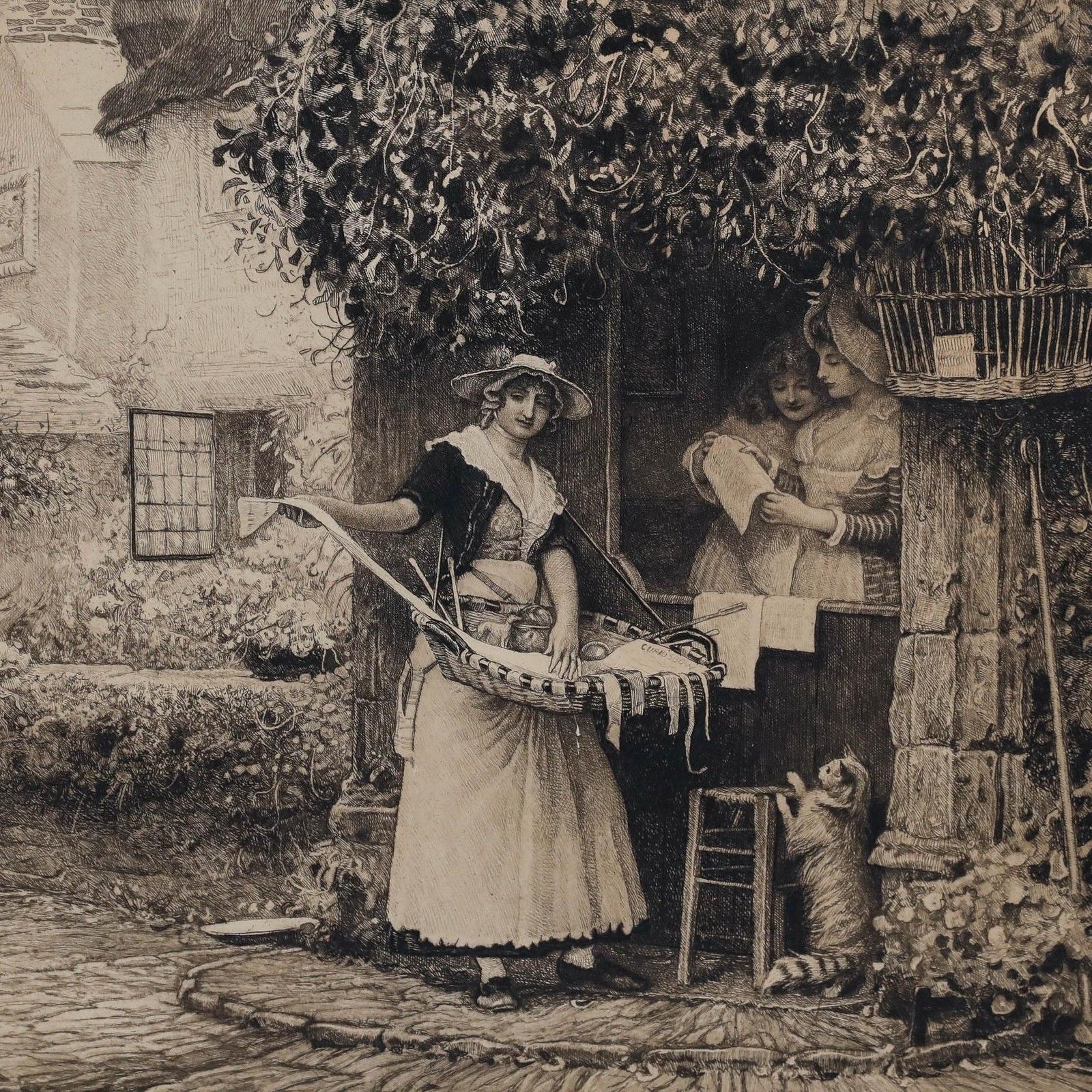 Robert Walker Macbeth Ra (1848 1910) 1901 Etching, A Woman Selling Her Wares photo for sale