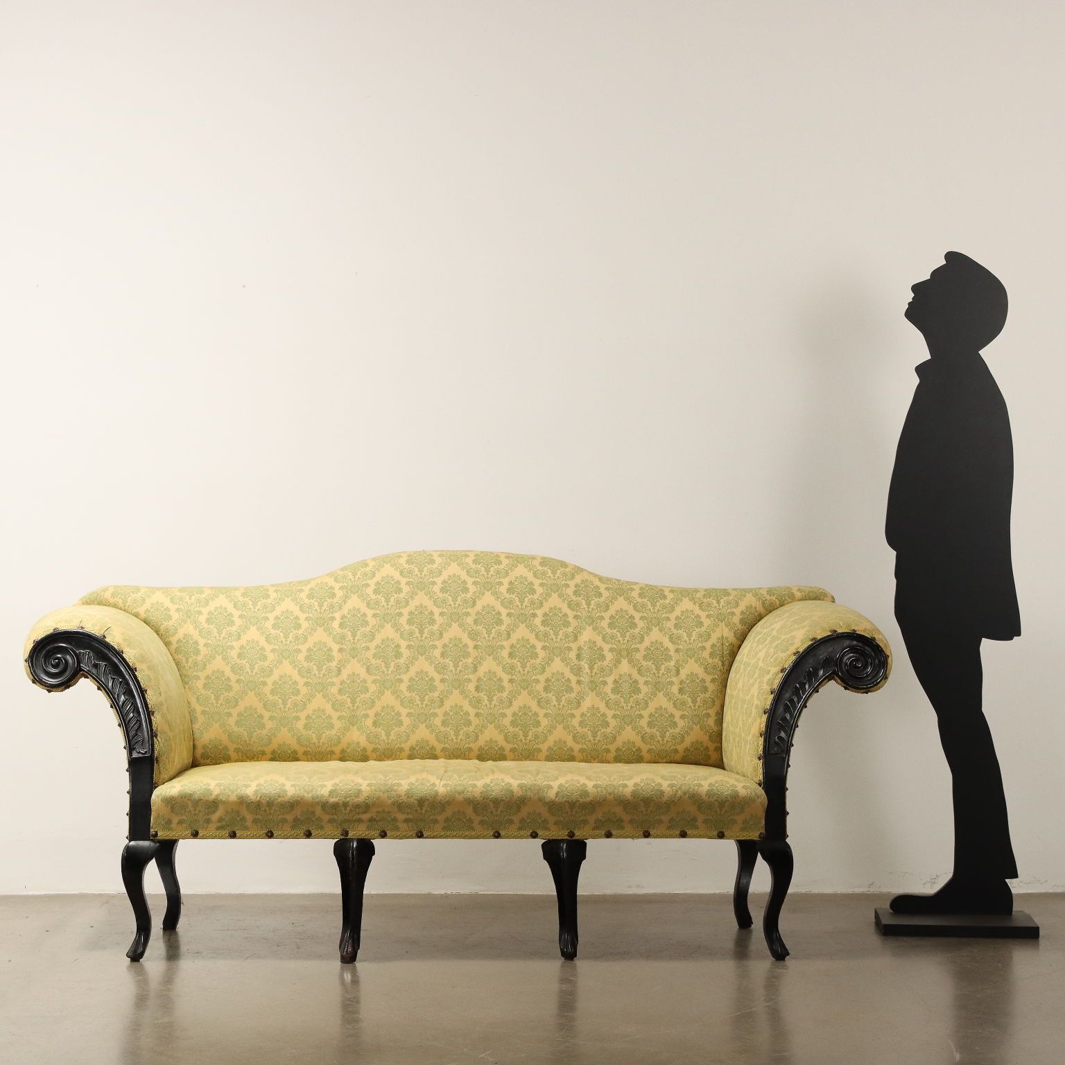 Antique Sofa Walnut Fabric Upholstery Italy XVIII Century photo for sale