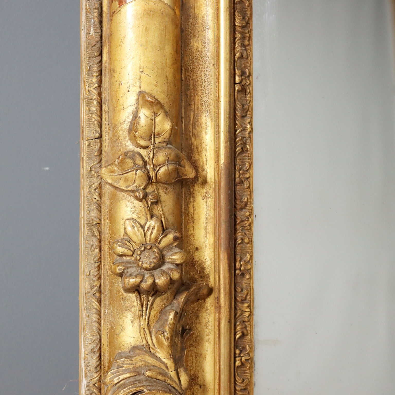 Home Decor Antique Mirror Gilded Carved Wood France XIX Century photo