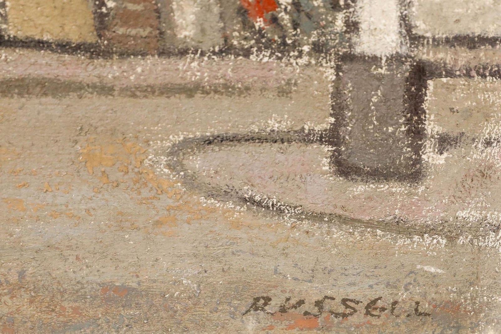 Geoffrey Robert Russell (1902 1986) Mid 20th Century Oil, Quayside Poole photo vinterior