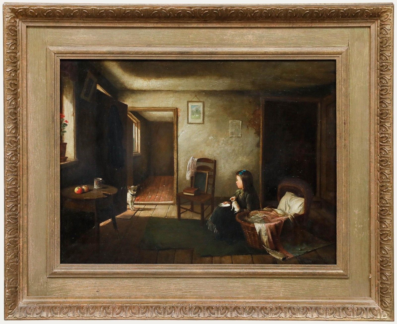 Charles Hunt Jr (1829 1900) 1882 Oil, The Inquisitive Visitor