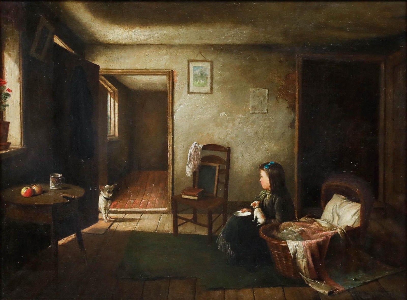 Charles Hunt Jr (1829 1900) 1882 Oil, The Inquisitive Visitor photo furniture