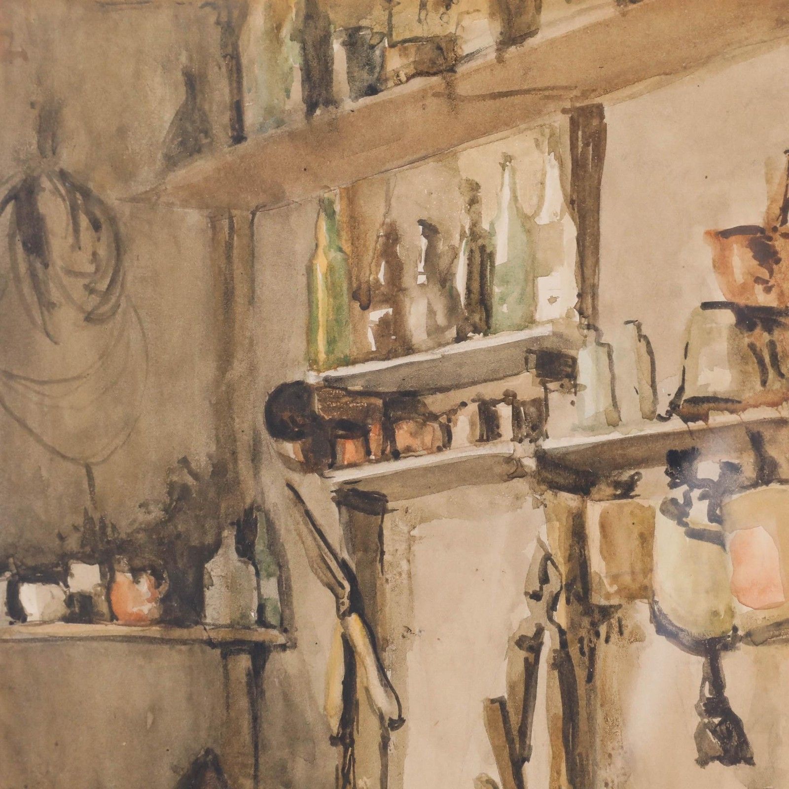 Jessie Hay Framed Mid 20th Century Watercolour, Shed Interior II photo Art