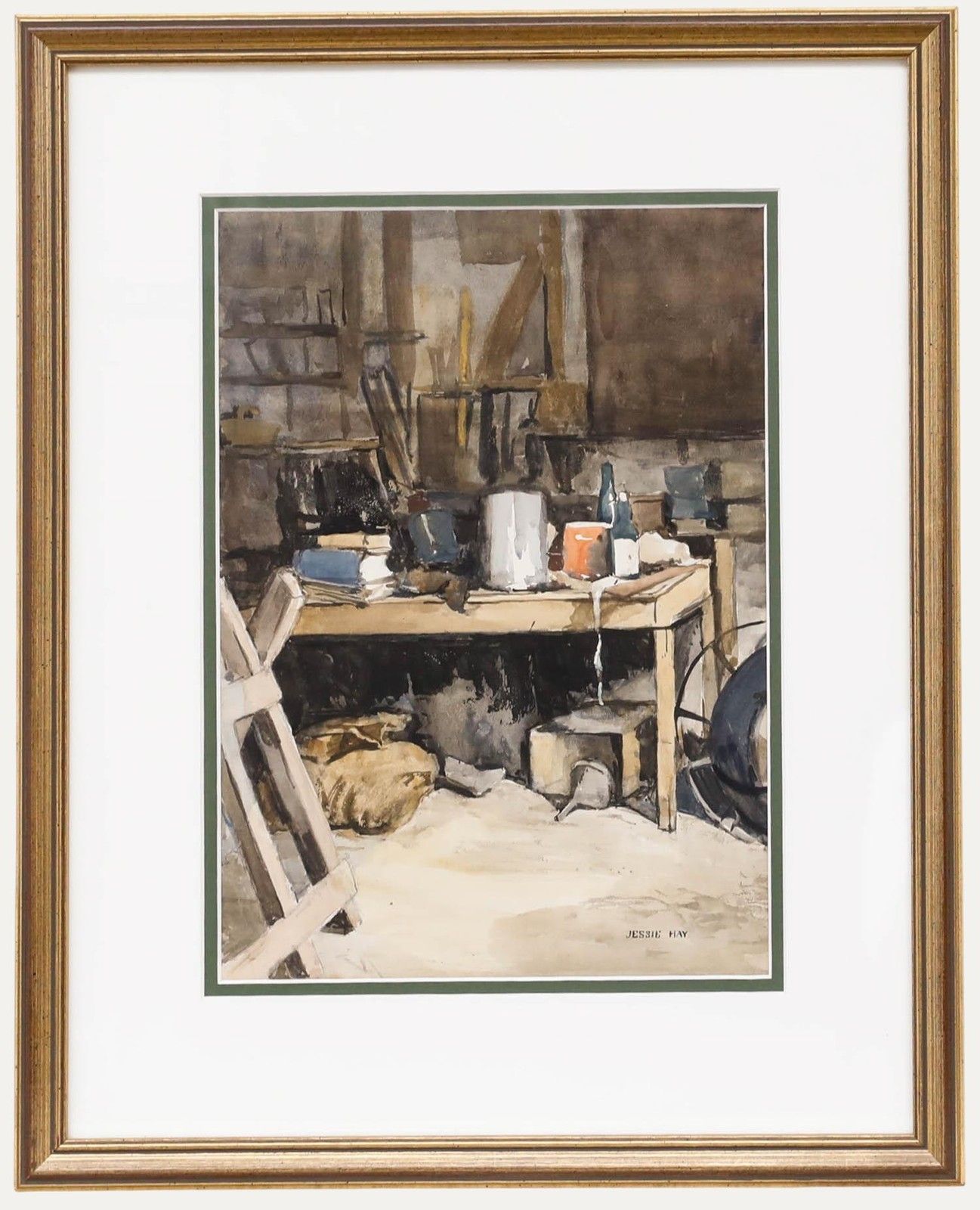 Jessie Hay Framed Mid 20th Century Watercolour, Shed Interior I