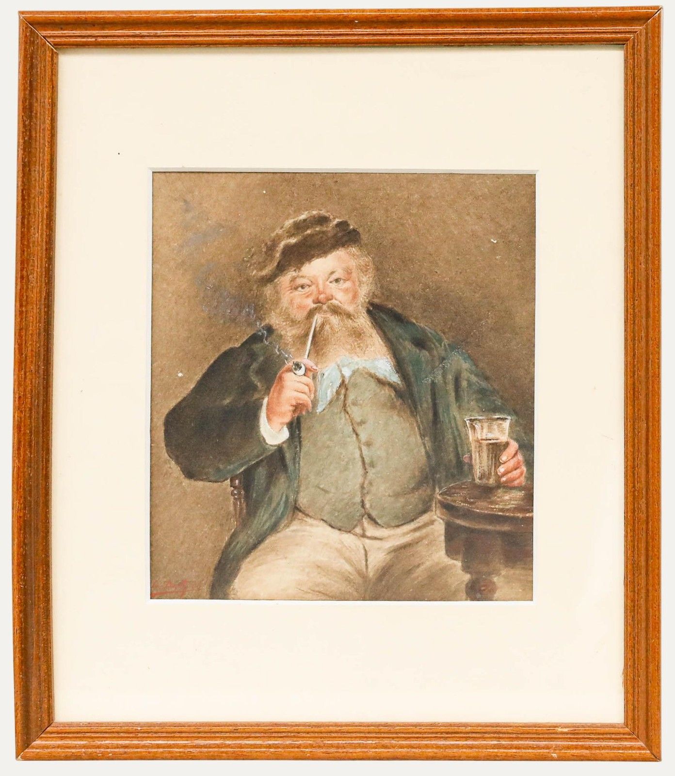 After édouard Manet Framed Late 19th Century Watercolour, A Good Glass Of Beer