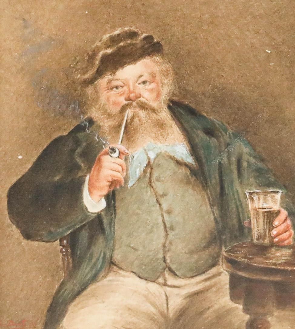 After édouard Manet Framed Late 19th Century Watercolour, A Good Glass Of Beer photo furniture