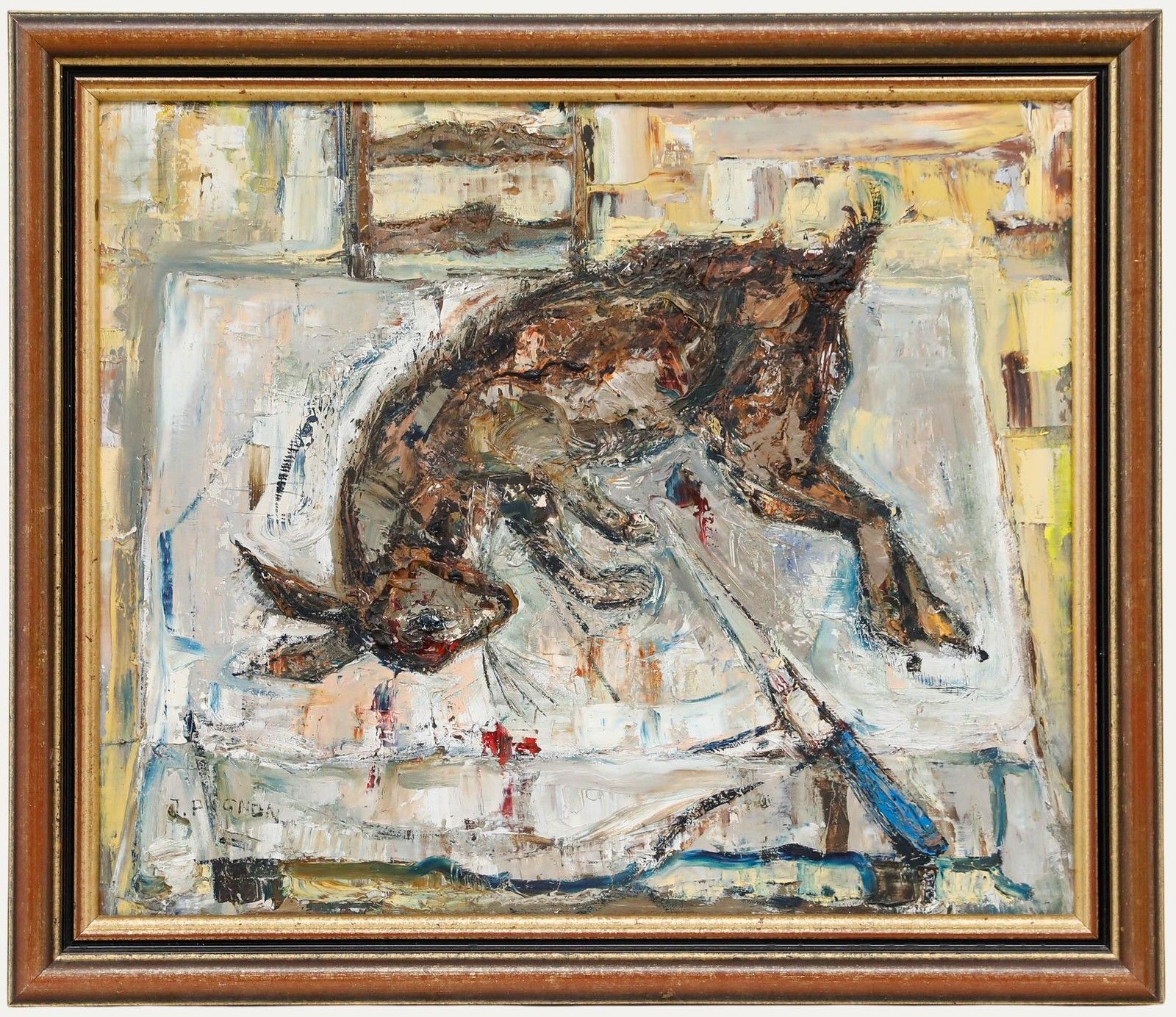 Joseph Pignon (1920 1990)  Mid 20th Century Oil, Still Life With A Hare