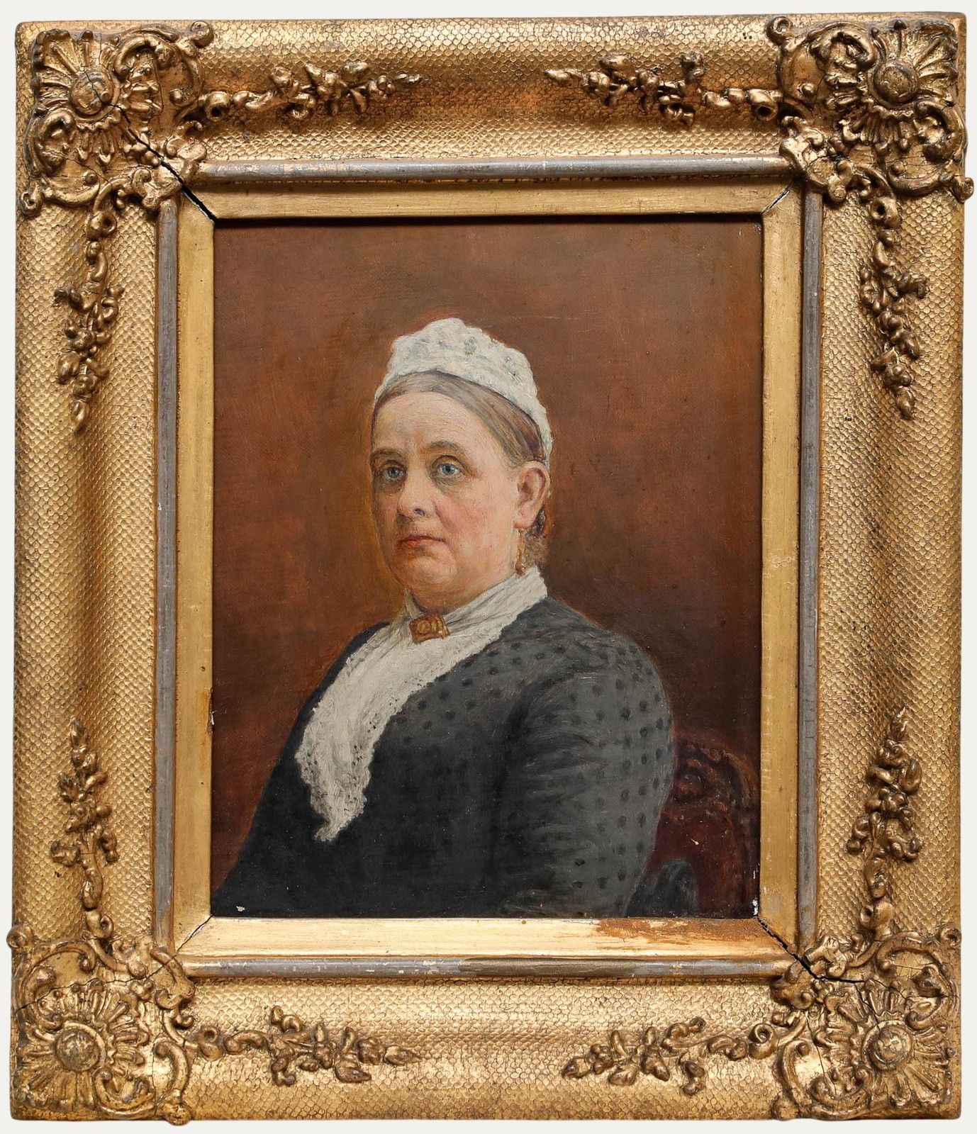 19th Century Oil Bust Of A Victorian Lady