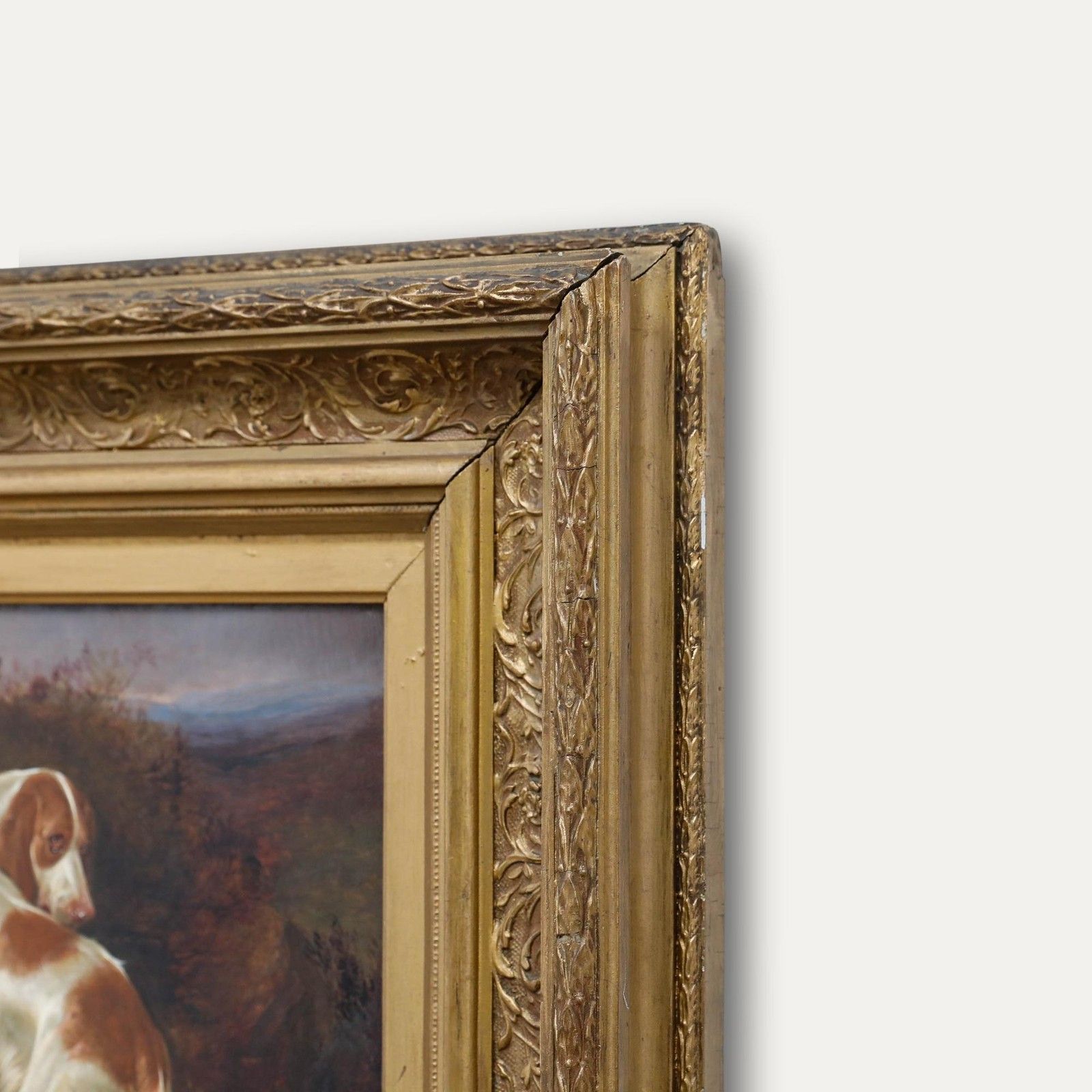 Colin Graeme (1858 1910) Framed Oil, Setter's By The Wicker Hamper photo vinterior